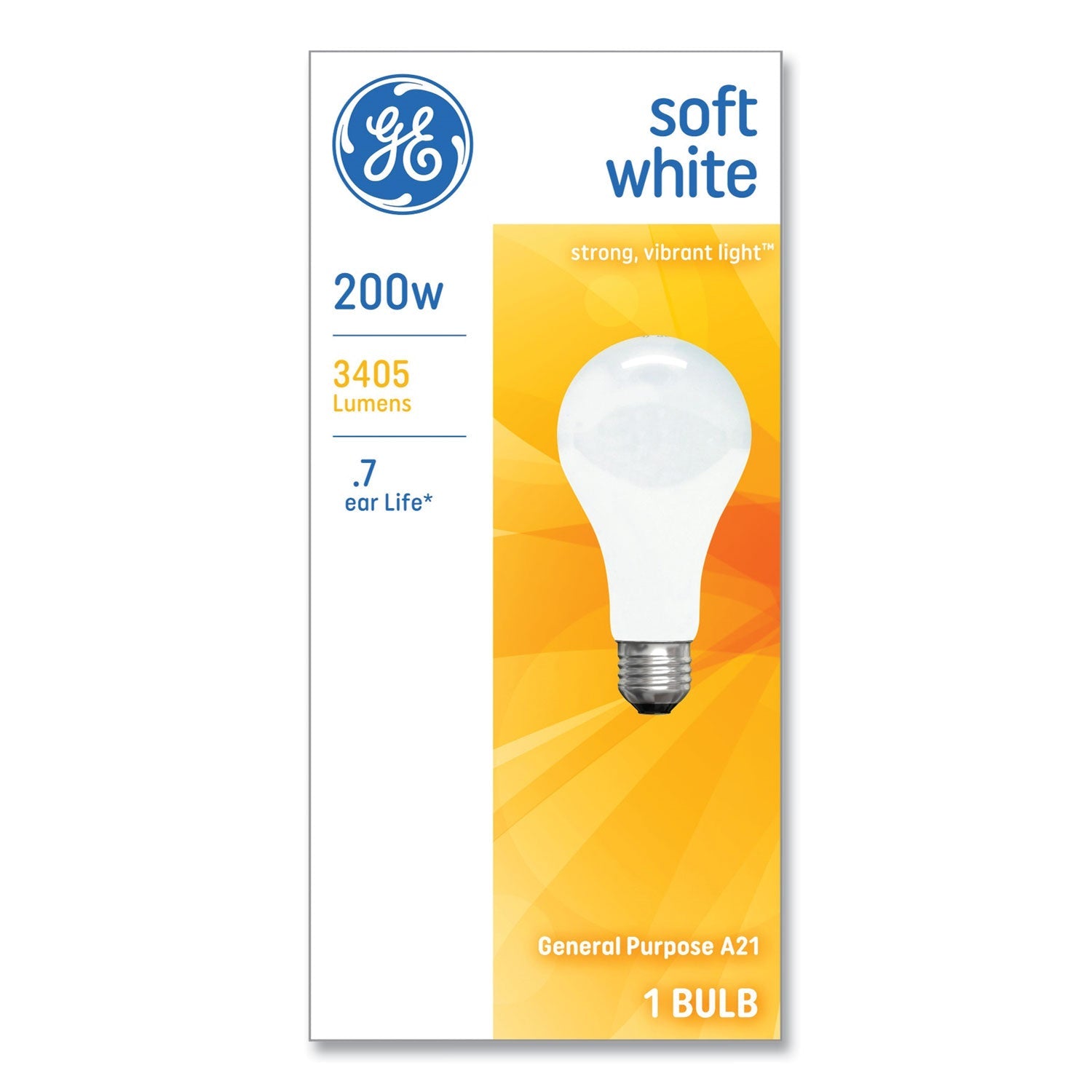 GE Incandescent Basic Bulb | A21 200W Soft White