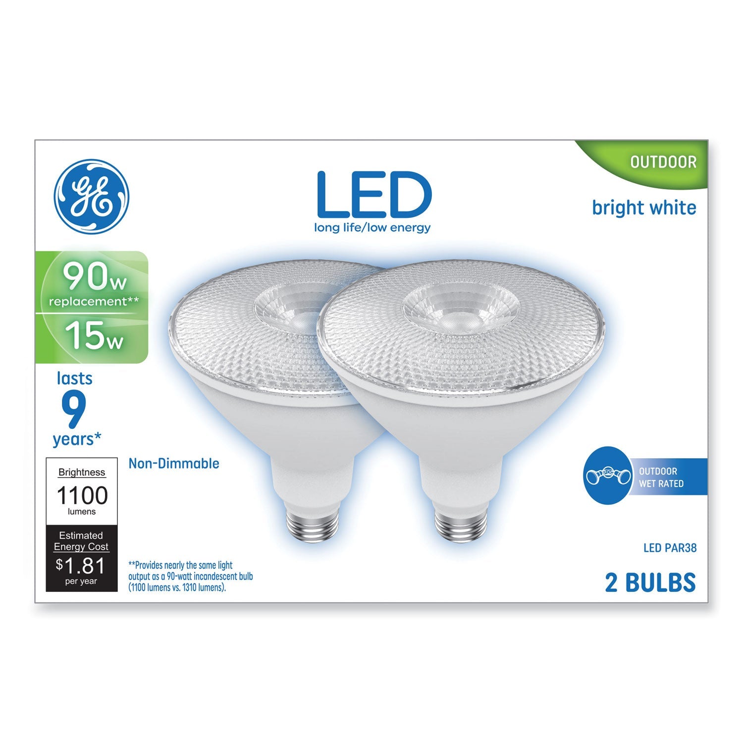 GE LED PAR38 Outdoor Flood Light Bulb | 2-Pack