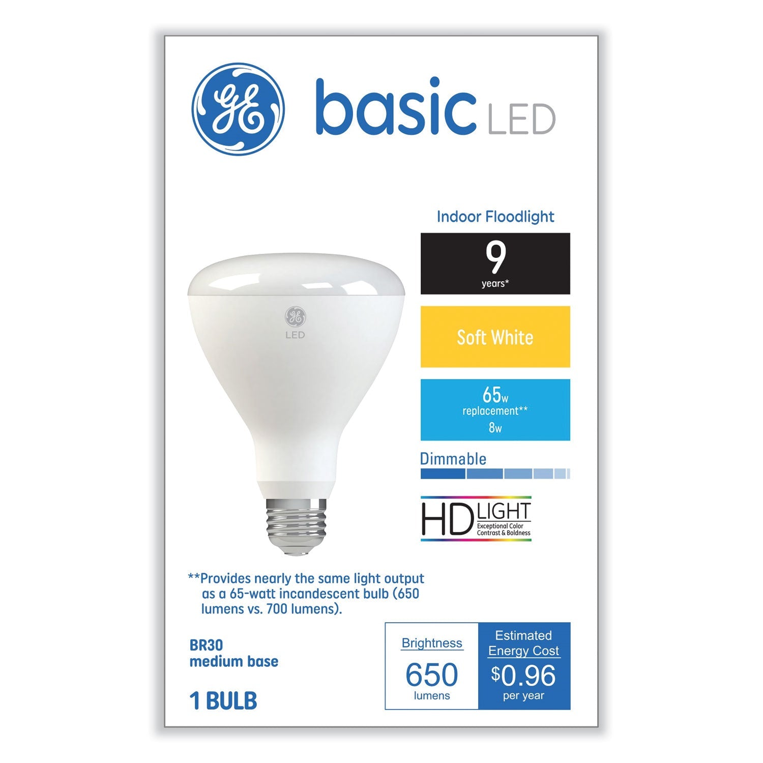 GE Basic LED Dimmable Flood Light Bulb | Soft White