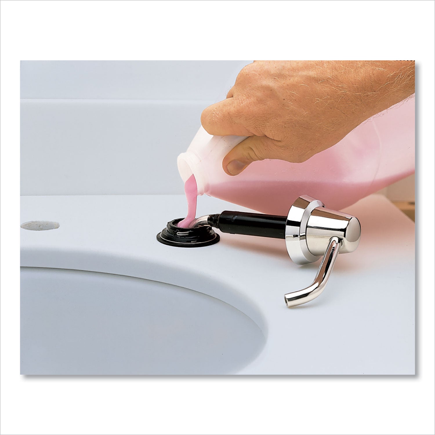 Bobrick Contura Lavatory-Mounted Soap Dispenser, 34 Oz, 3.31 X 4 X 17.63, Chrome/stainless Steel