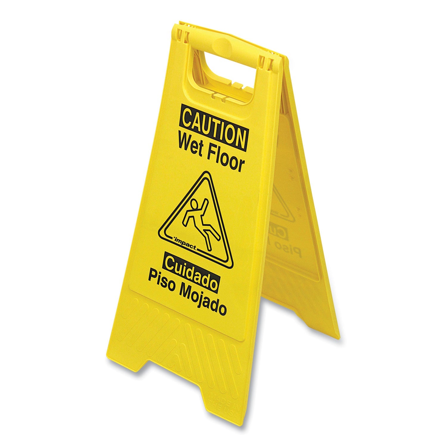 Impact® Bilingual Yellow Wet Floor Sign, 12.05 X 1.55 X 24.3