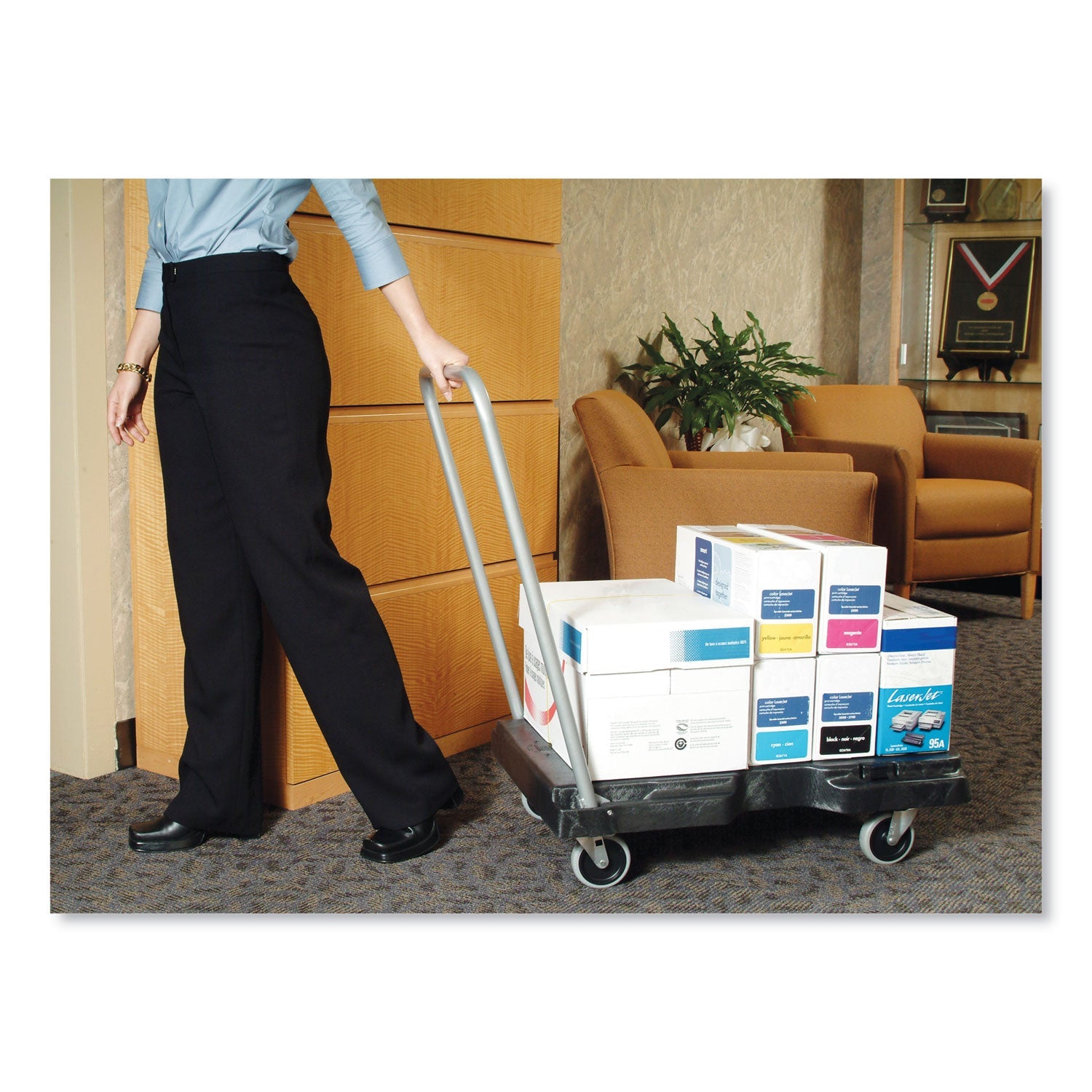 Rubbermaid® Commercial Utility-Duty Home/office Cart, 250 Lb Capacity, 20.5 X 32.5, Platform, Black