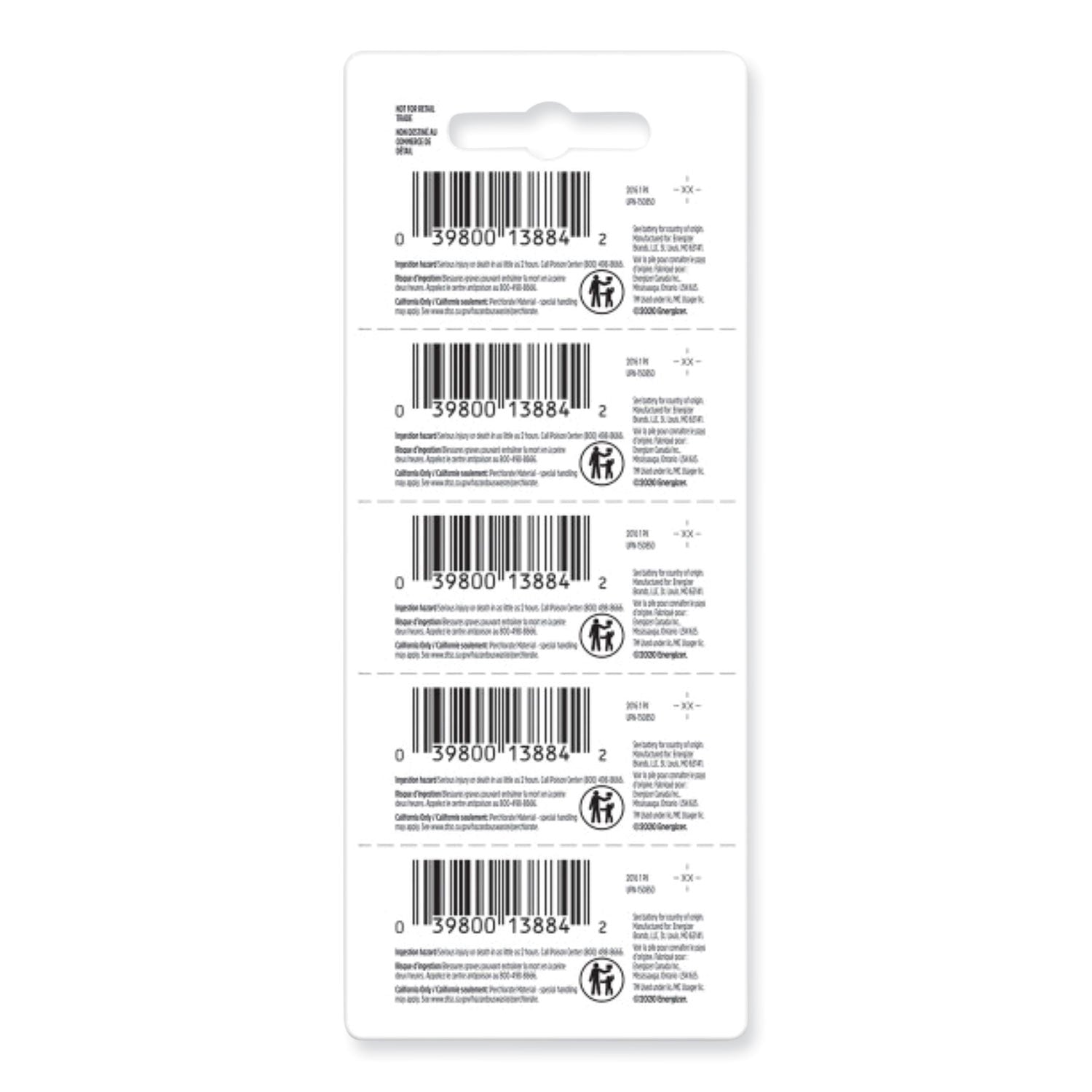 Energizer® Industrial Lithium Cr2016 Coin Battery With Tear-Strip Packaging, 3 V, 100/box