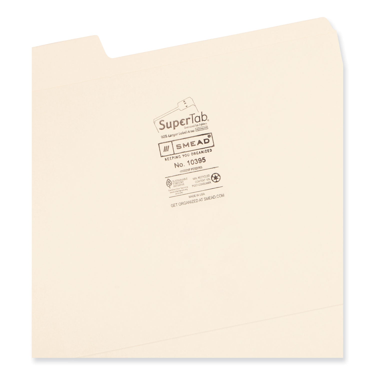 Smead SuperTab Reinforced Guide Height Top Tab Folders, 1/3-Cut Tabs: Assorted, Letter Size, 0.75" Expansion, Manila, 100/Box