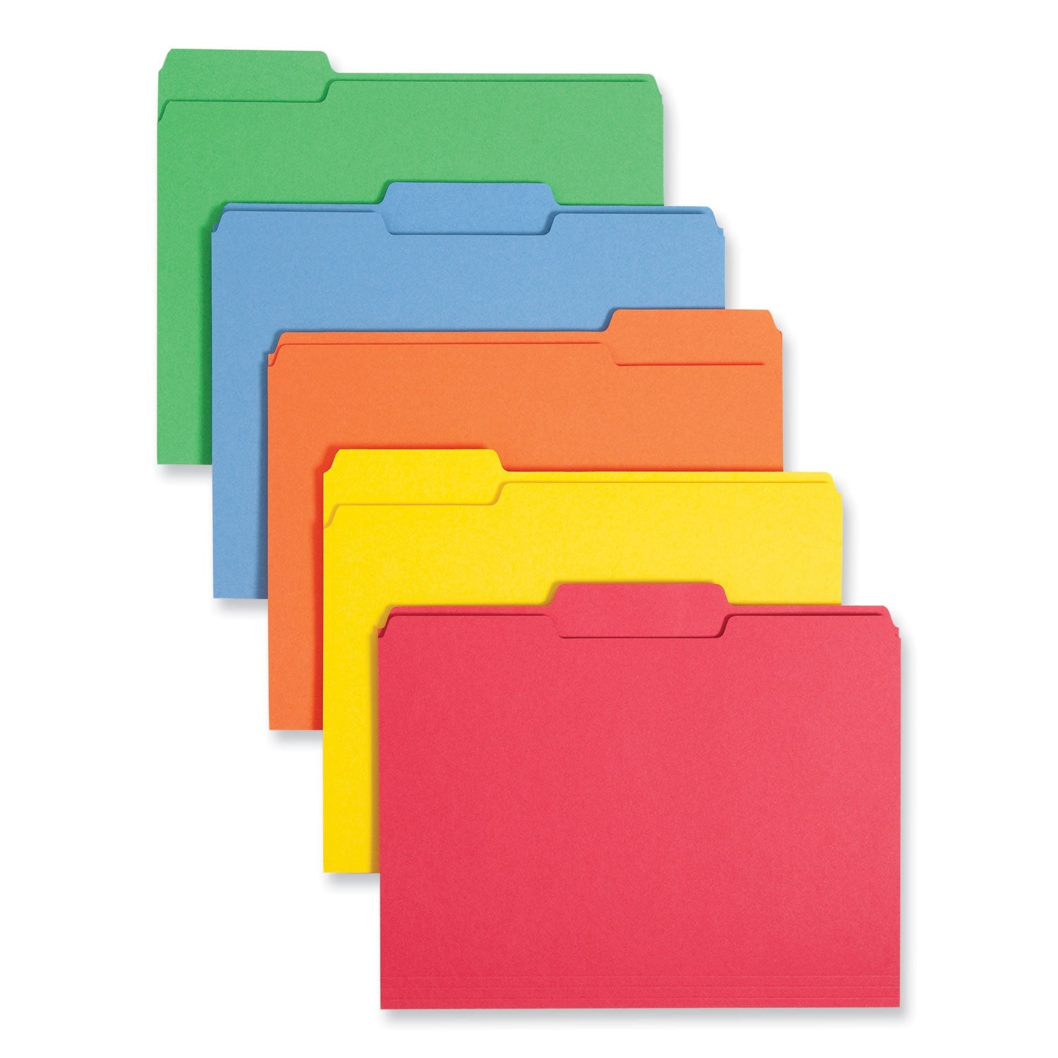 Smead Colored File Folders, 1/3-Cut Tabs: Assorted, Letter Size, 0.75" Expansion, Assorted: Blue/Green/Orange/Red/Yellow, 100/Box