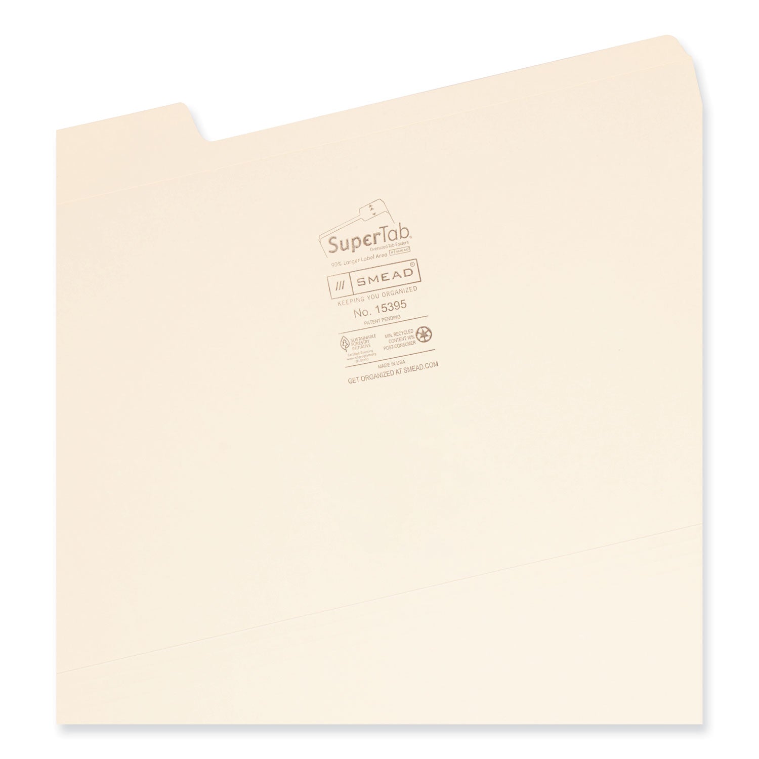 Smead SuperTab Reinforced Guide Height Top Tab Folders, 1/3-Cut Tabs: Assorted, Legal Size, 0.75" Expansion, Manila, 100/Box