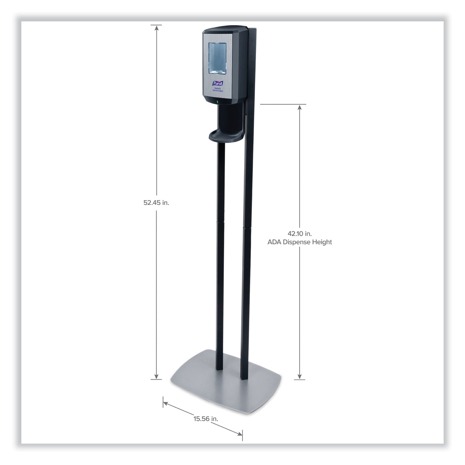 PURELL® Cs6 Hand Sanitizer Floor Stand With Dispenser, 1,200 Ml, 13.5 X 5 X 28.5, Graphite/silver
