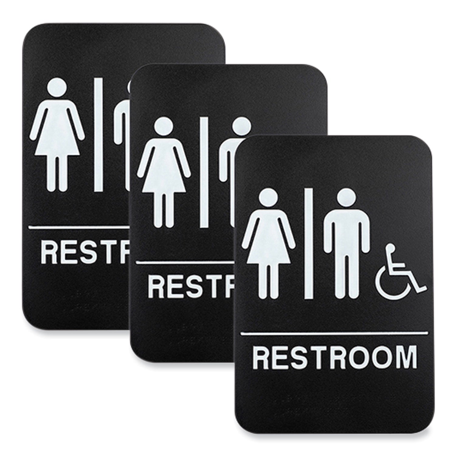 Restroom Sign with Braille | Wheelchair 3-Pack