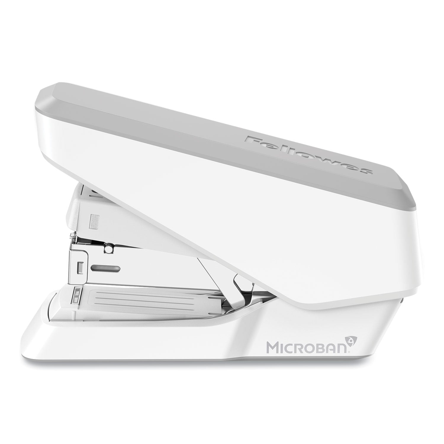 Fellowes® LX860 EasyPress Half Strip Stapler with Antimicrobial Protection, 40 Sheet Capacity, Gray/White