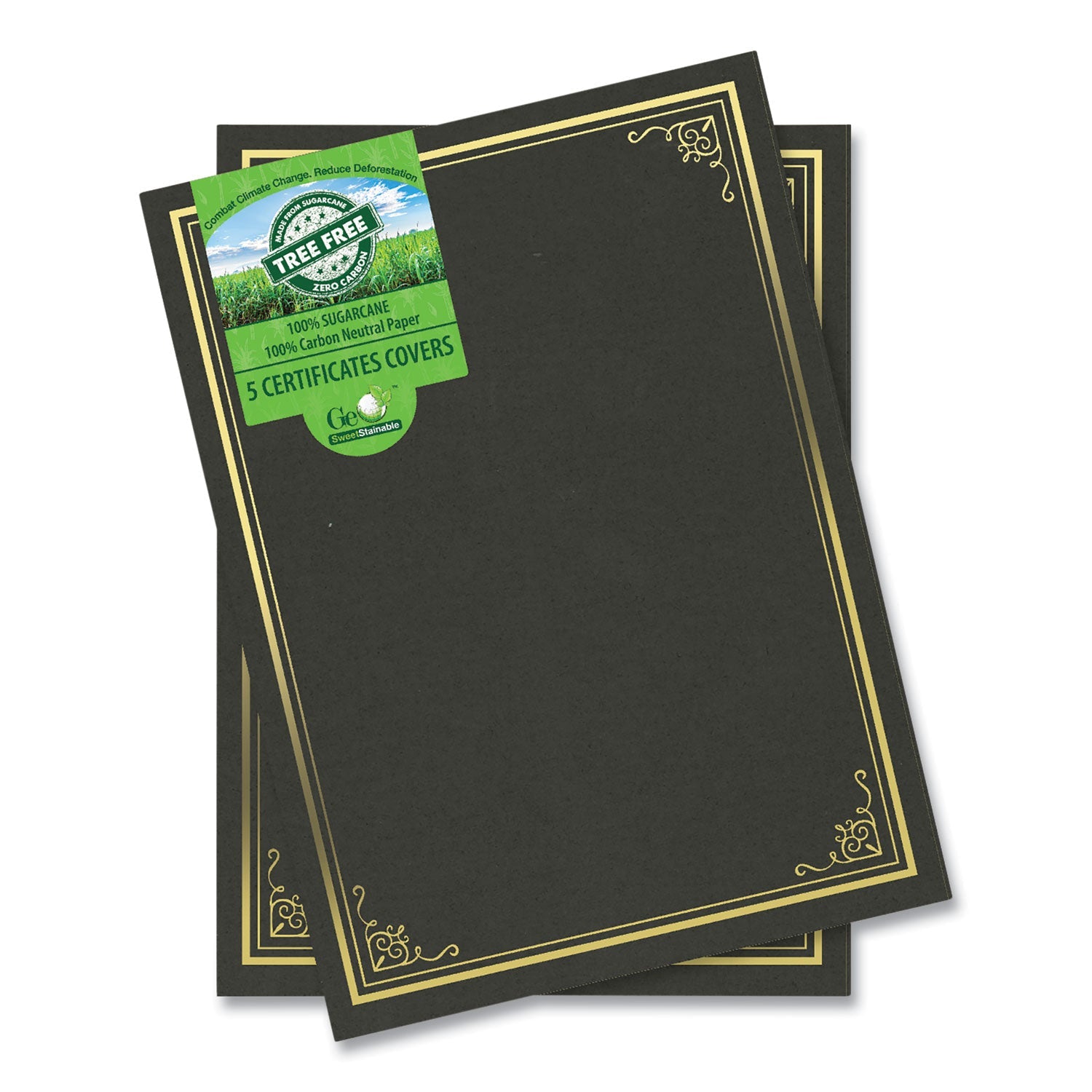 Certificate/Document Cover | Black/Gold | 5-Pack