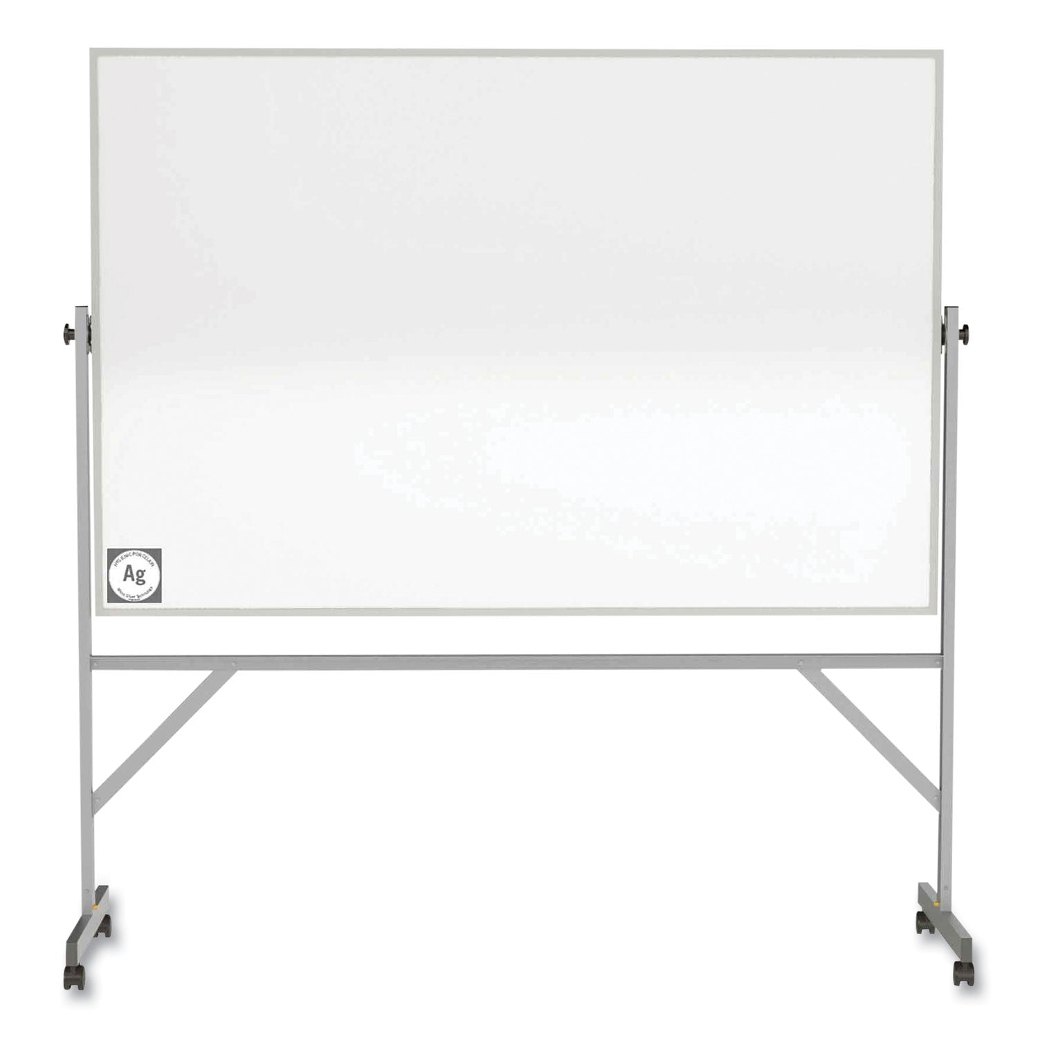 Ghent Reversible Magnetic Hygienic Porcelain Whiteboard with Aluminum Frame, 72" x 48", White Surface, Satin Aluminum Frame