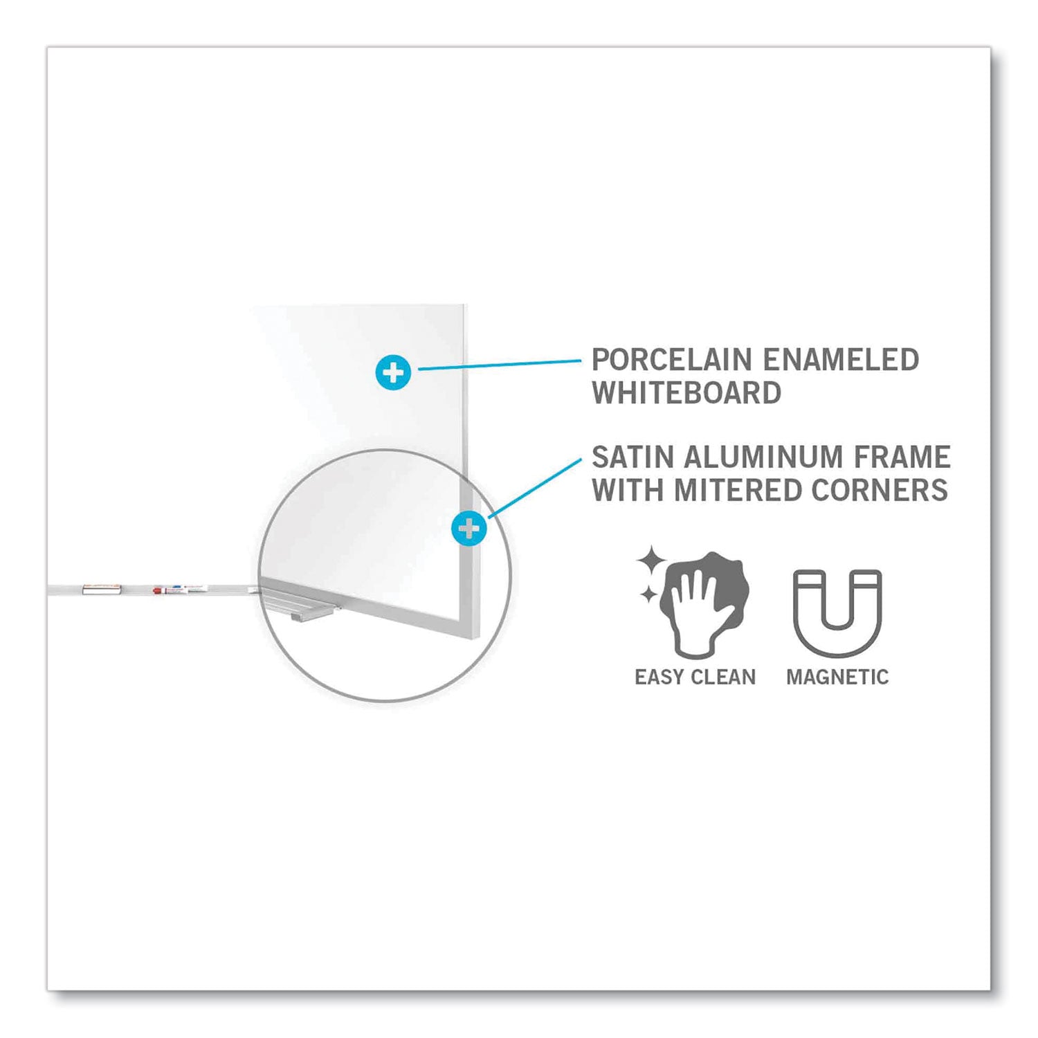 Ghent Magnetic Porcelain Whiteboard with Aluminum Frame, 144.59" x 60.47", White Surface, Satin Aluminum Frame