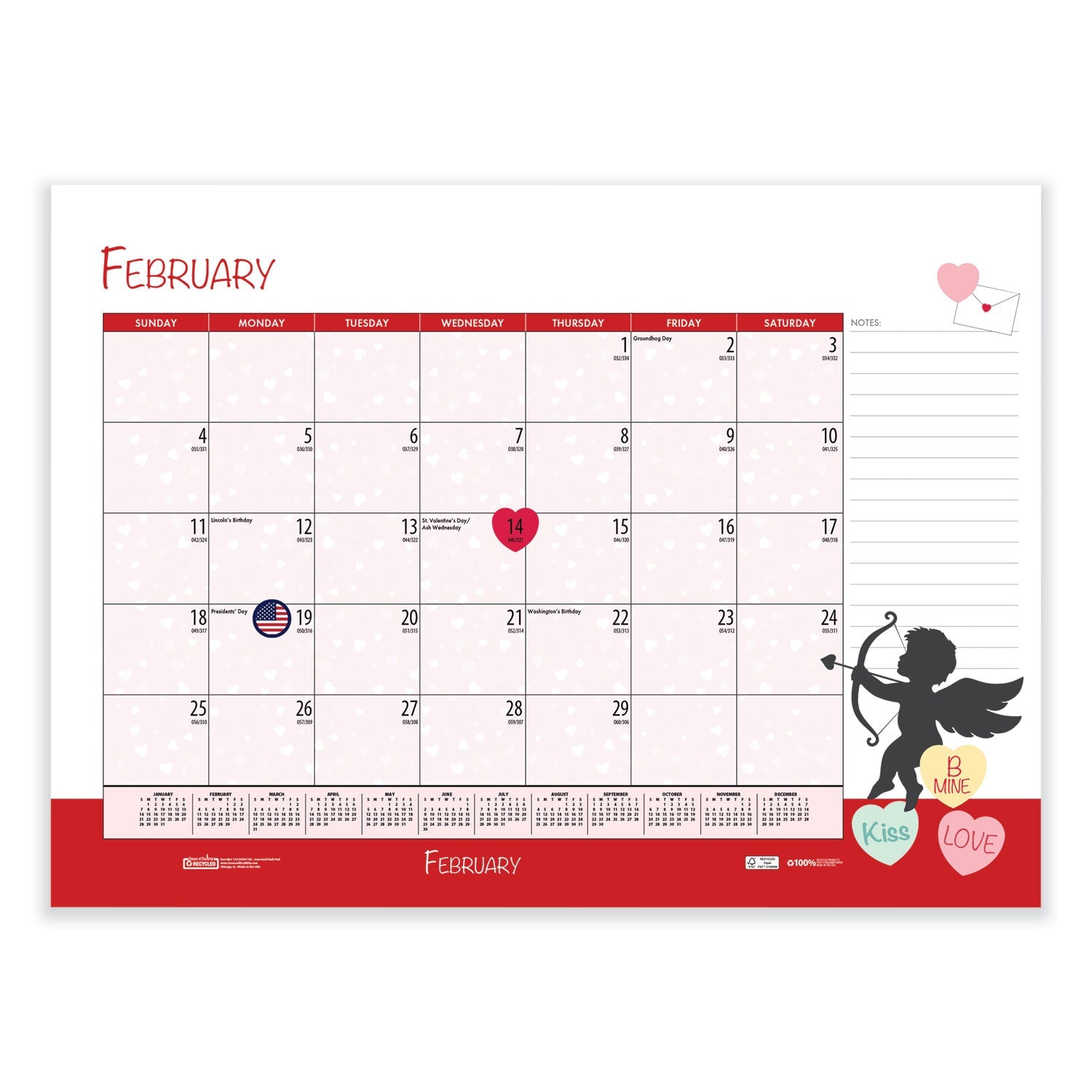 House of Doolittle™ Recycled Desk Pad Calendar, Illustrated Seasons Artwork, 22 x 17, Black Binding/Corners,12-Month (Jan to Dec): 2025
