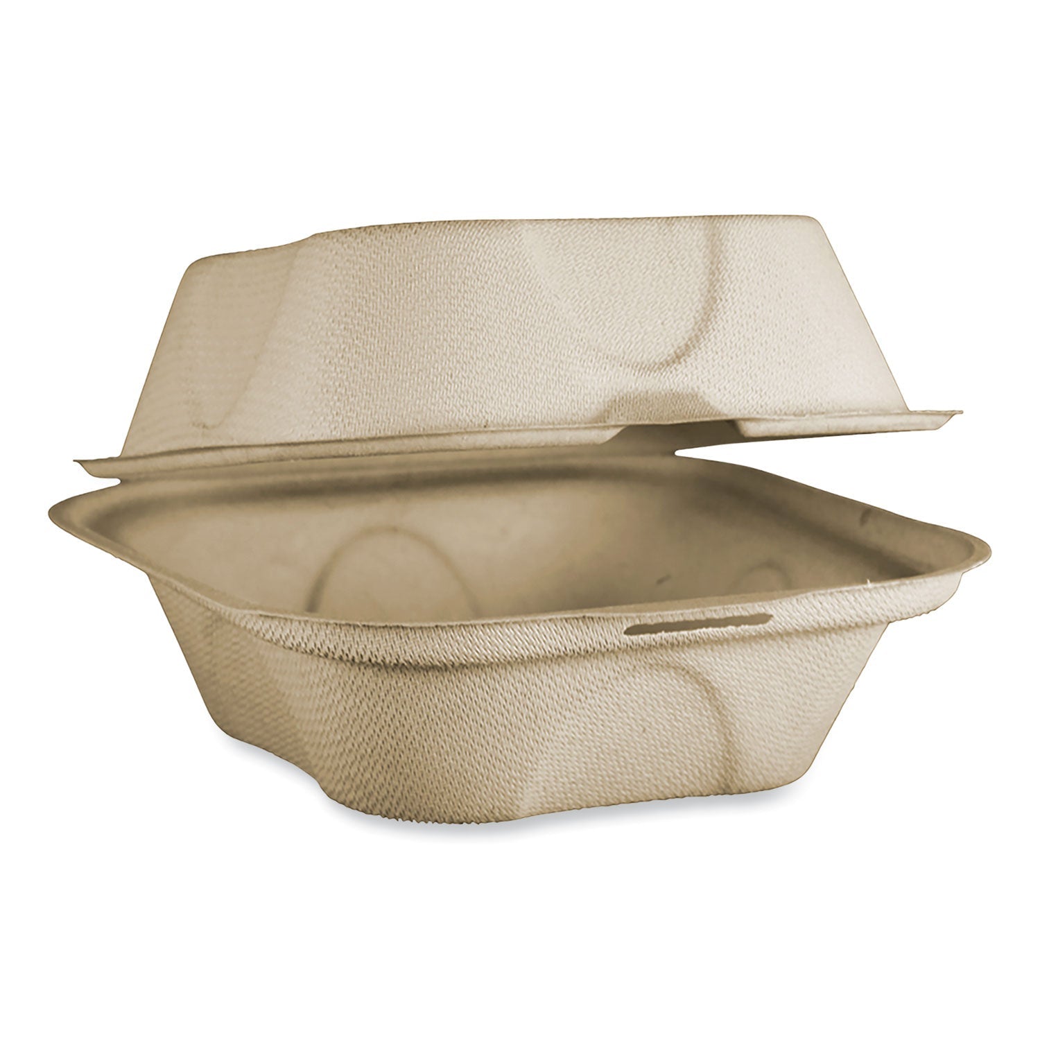 World Centric® Fiber Hinged Containers, Burger Box, 6.5 x 6 x 3.2, Natural, Paper, 500/Carton