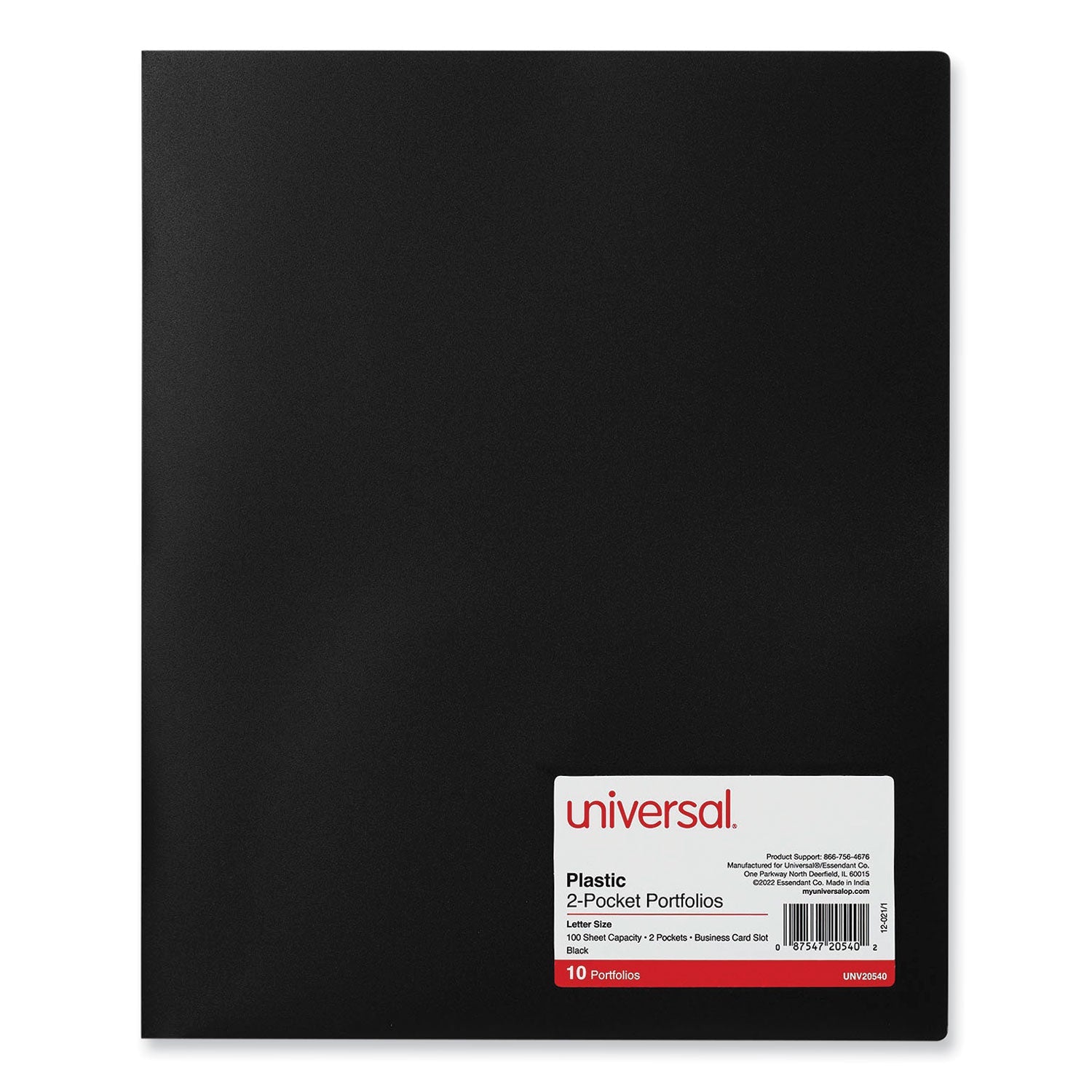 Two-Pocket Plastic Folders | Black, 10-Pack