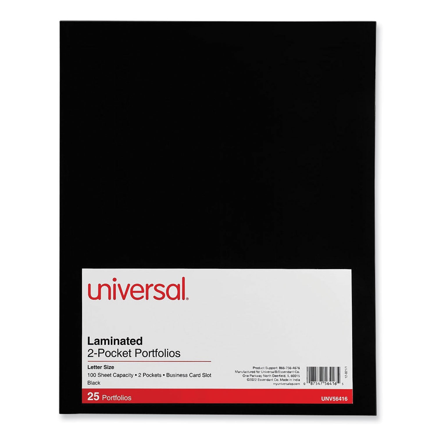 Laminated Two-Pocket Folder | Black | 25/box