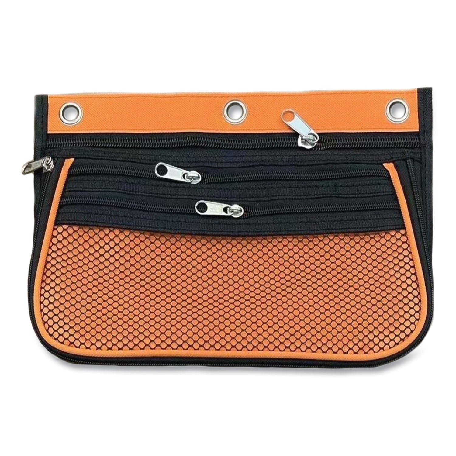 Charles Leonard® Three-Pocket Binder-Insertable Expandable Pencil Pouch, 3 Compartments, 3-Hole Punched, 10.25" x 7.5", Assorted, 3/Pack