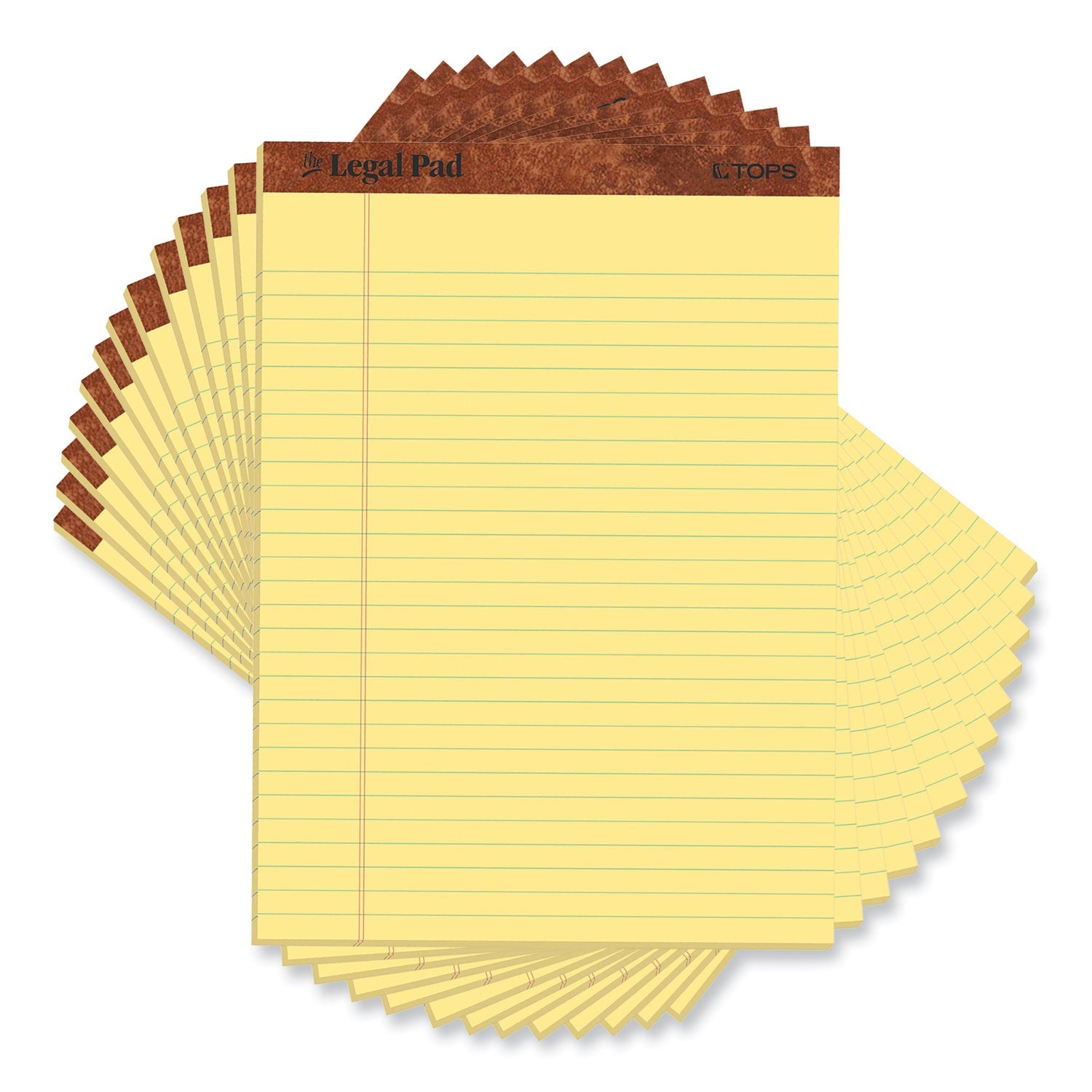 TOPS™ "The Legal Pad" Ruled Perforated Pads, Wide/legal Rule, 50 Canary-Yellow 8.5 X 11.75 Sheets, Dozen