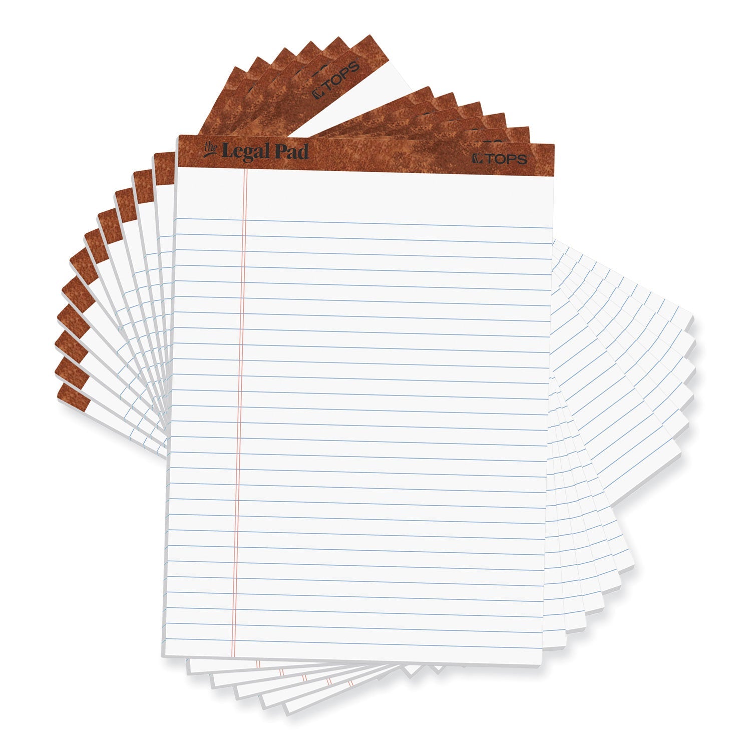 TOPS™ "The Legal Pad" Ruled Perforated Pads, Wide/legal Rule, 50 White 8.5 X 11.75 Sheets, Dozen