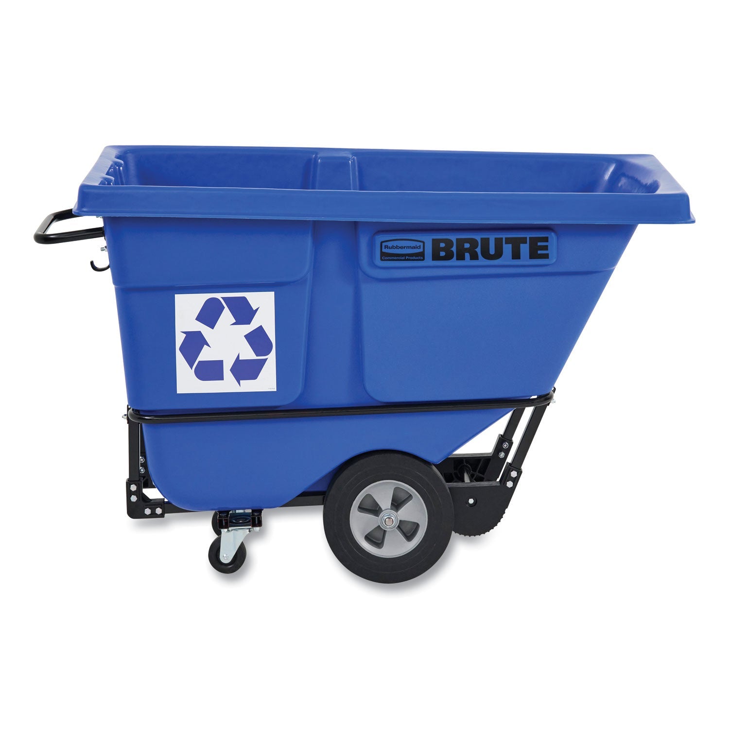 Rubbermaid® Commercial BRUTE Rotomolded Recycling Tilt Truck, 1 cu yd, 1,250 lb Capacity, Plastic/Steel Frame, Blue