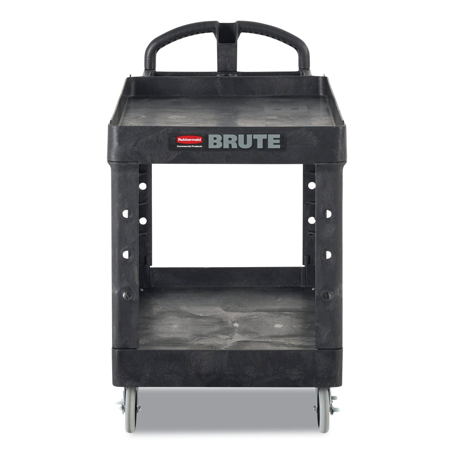 Heavy-Duty Utility Cart | 2 Lipped Shelves, Black