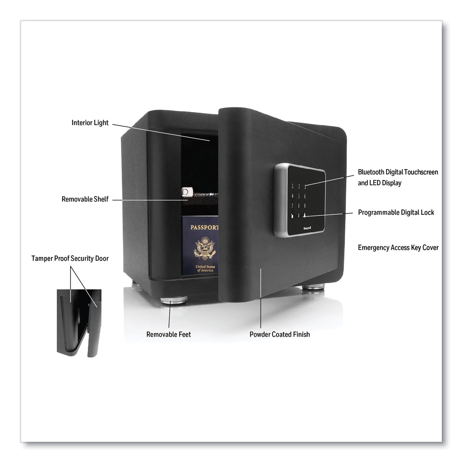 Honeywell Bluetooth Smart Safe with Touch Screen, 15 x 11.8 x 11.8, 0.97 cu ft, Black