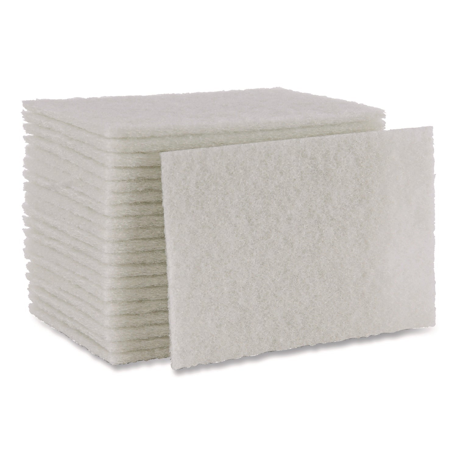 Boardwalk® Light-Duty Scouring Pad, 6 x 9, White, 20/Carton