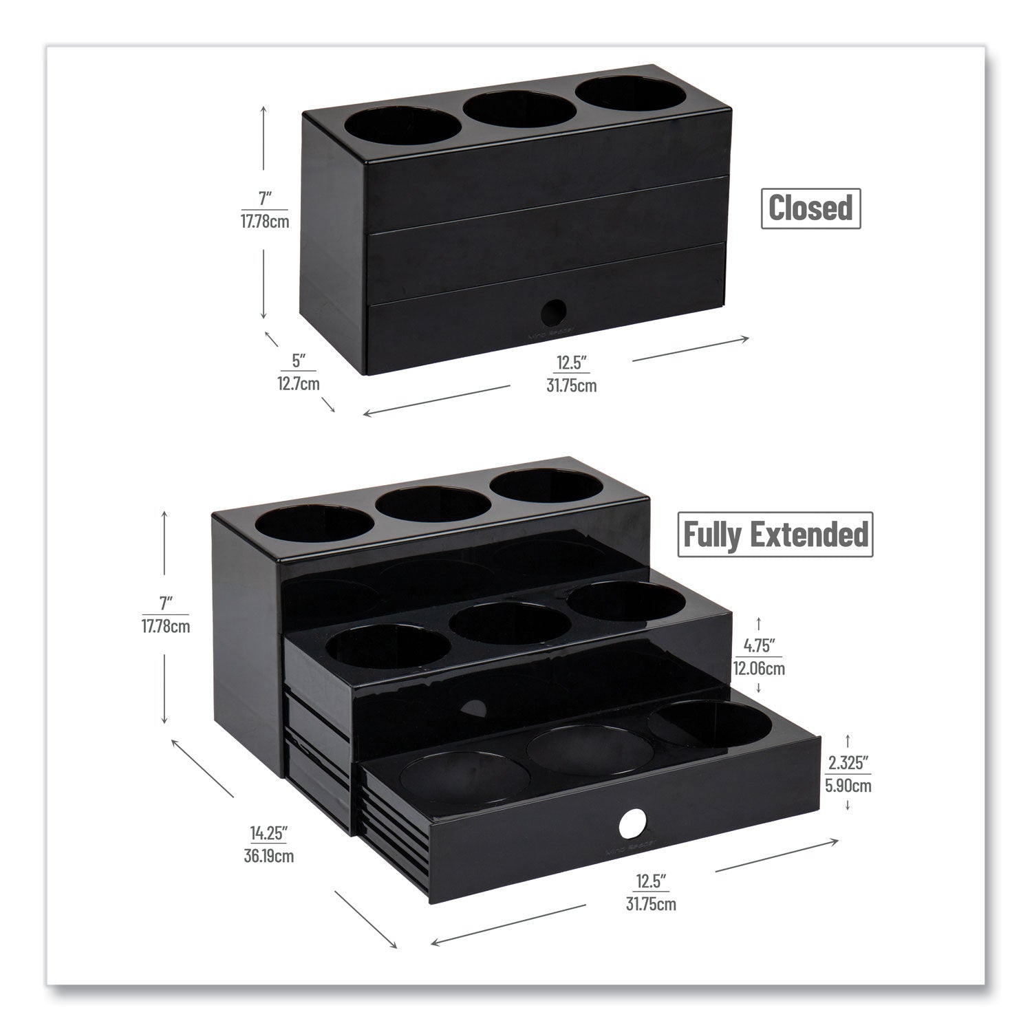 Mind Reader Mind Reader Foundation Collection 9-Compartment Nested Syrup Countertop Bottle Organizer, 12.5 x 5 x 7, Black