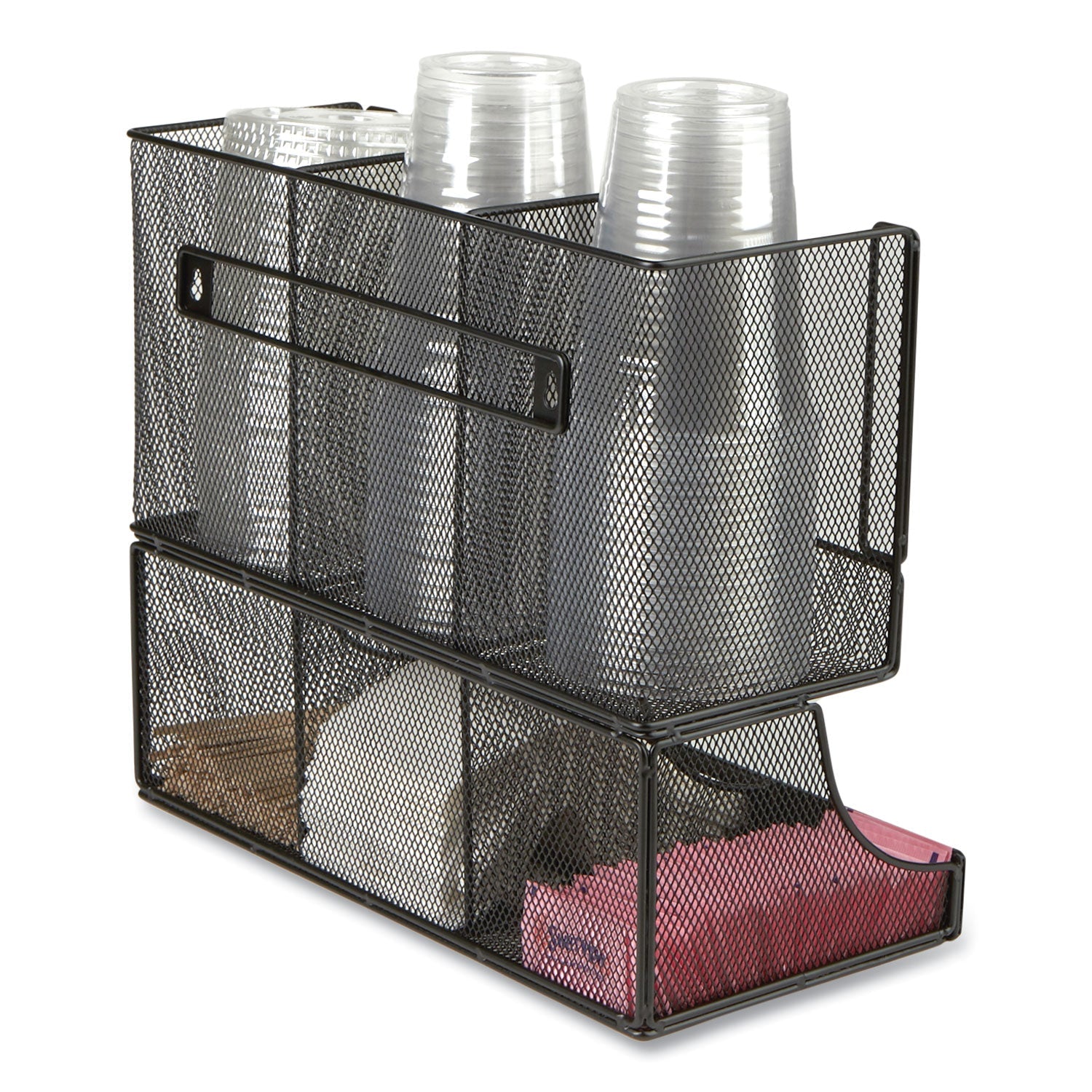 Mind Reader Network Collection 2-Tier 6-Compartment Coffee Cup and Condiment Countertop Organizer, 5 x 13 x 11.5, Black - Bloom Skins