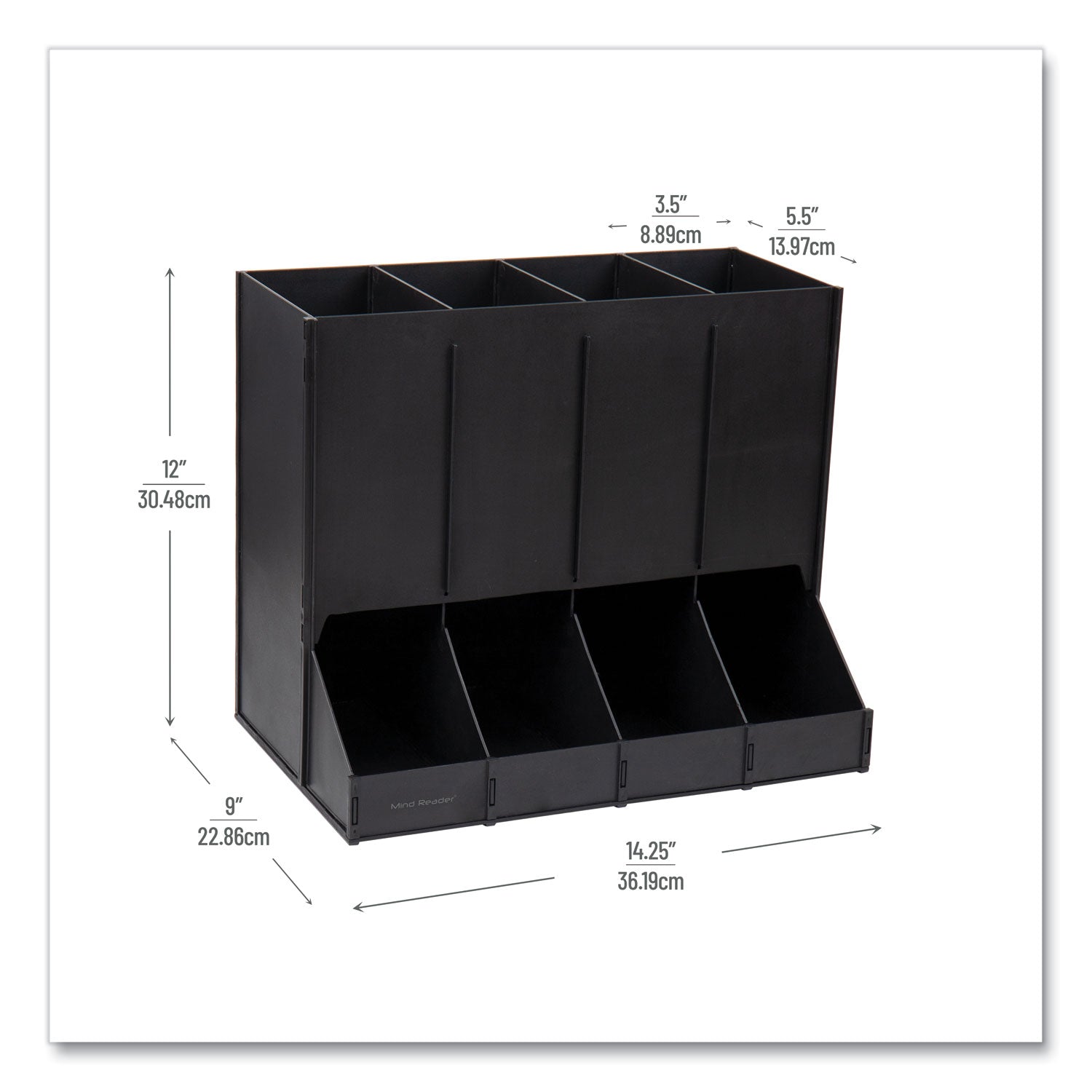 Mind Reader Anchor Collection 4-Compartment Single Serve Pod Countertop Dispenser, 14.25 x 9 x 12.15, Black - Bloom Skins