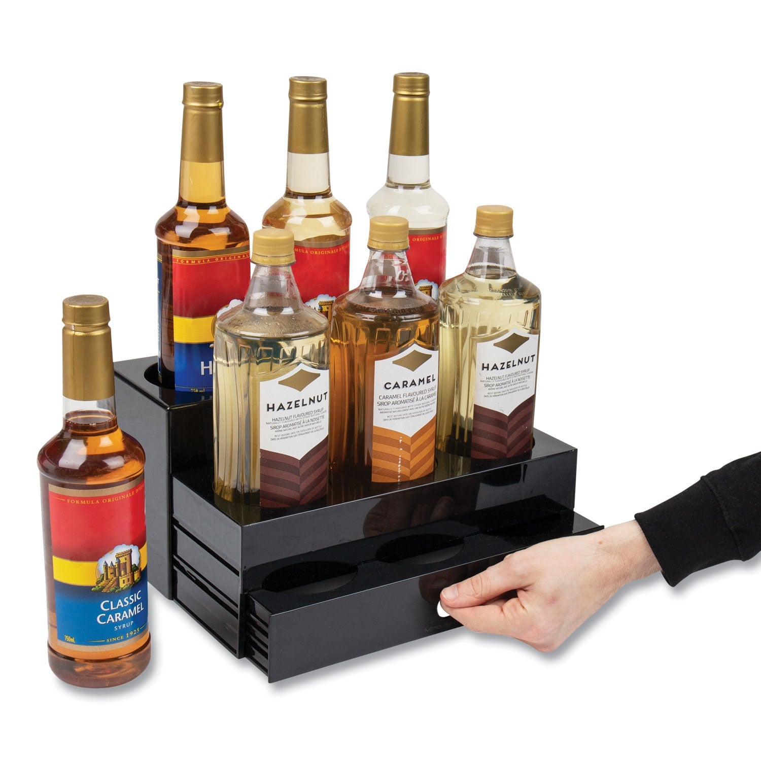 Mind Reader Mind Reader Foundation Collection 9-Compartment Nested Syrup Countertop Bottle Organizer, 12.5 x 5 x 7, Black - Bloom Skins