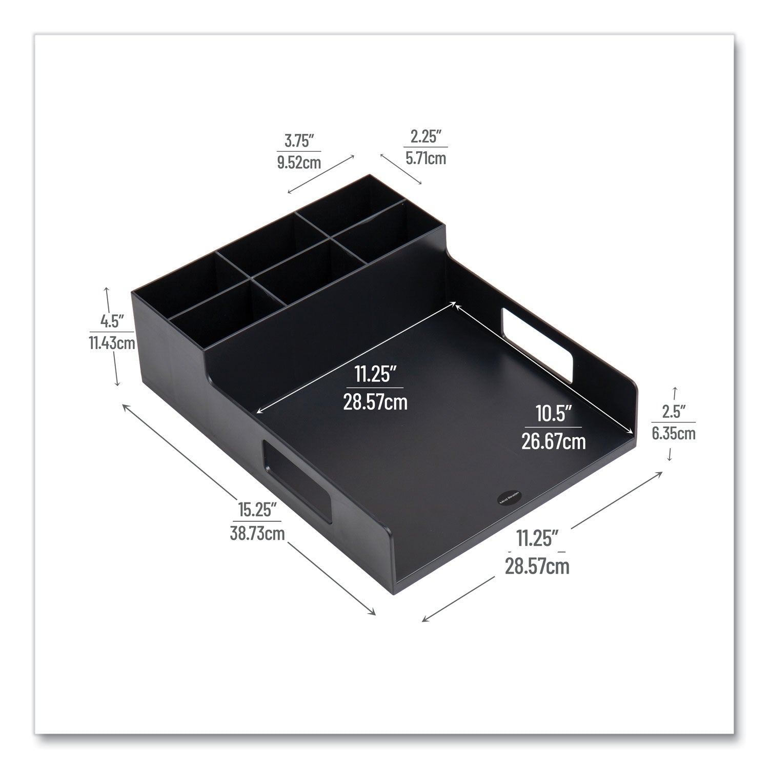 Mind Reader Network Collection Utensil, Napkin and Plate Countertop Organizer, 15.2 x 11.5 x 4.45, Plastic, Black - Bloom Skins