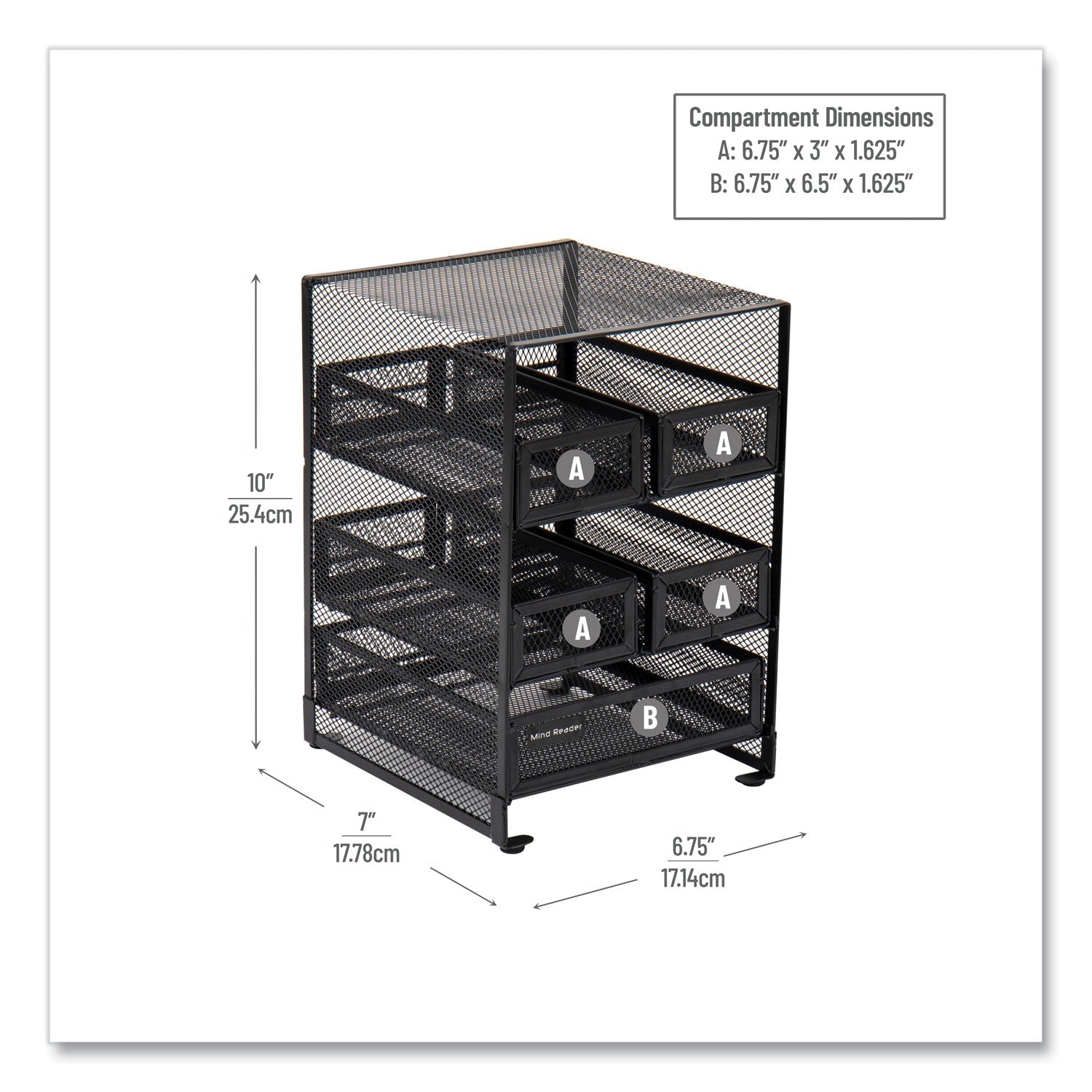 Mind Reader Network Collection 5-Compartment Tea Countertop Organizer, 6.75 x 7 x 10, Black - Bloom Skins