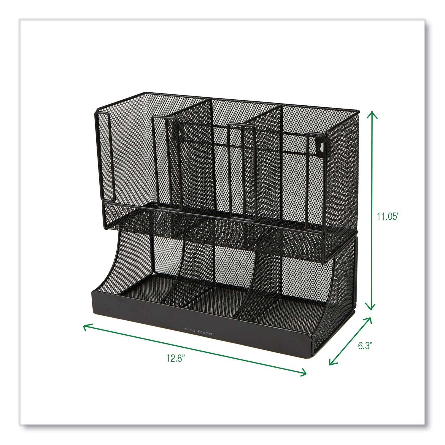 Mind Reader Network Collection 2-Tier 6-Compartment Coffee Cup and Condiment Countertop Organizer, 5 x 13 x 11.5, Black - Bloom Skins