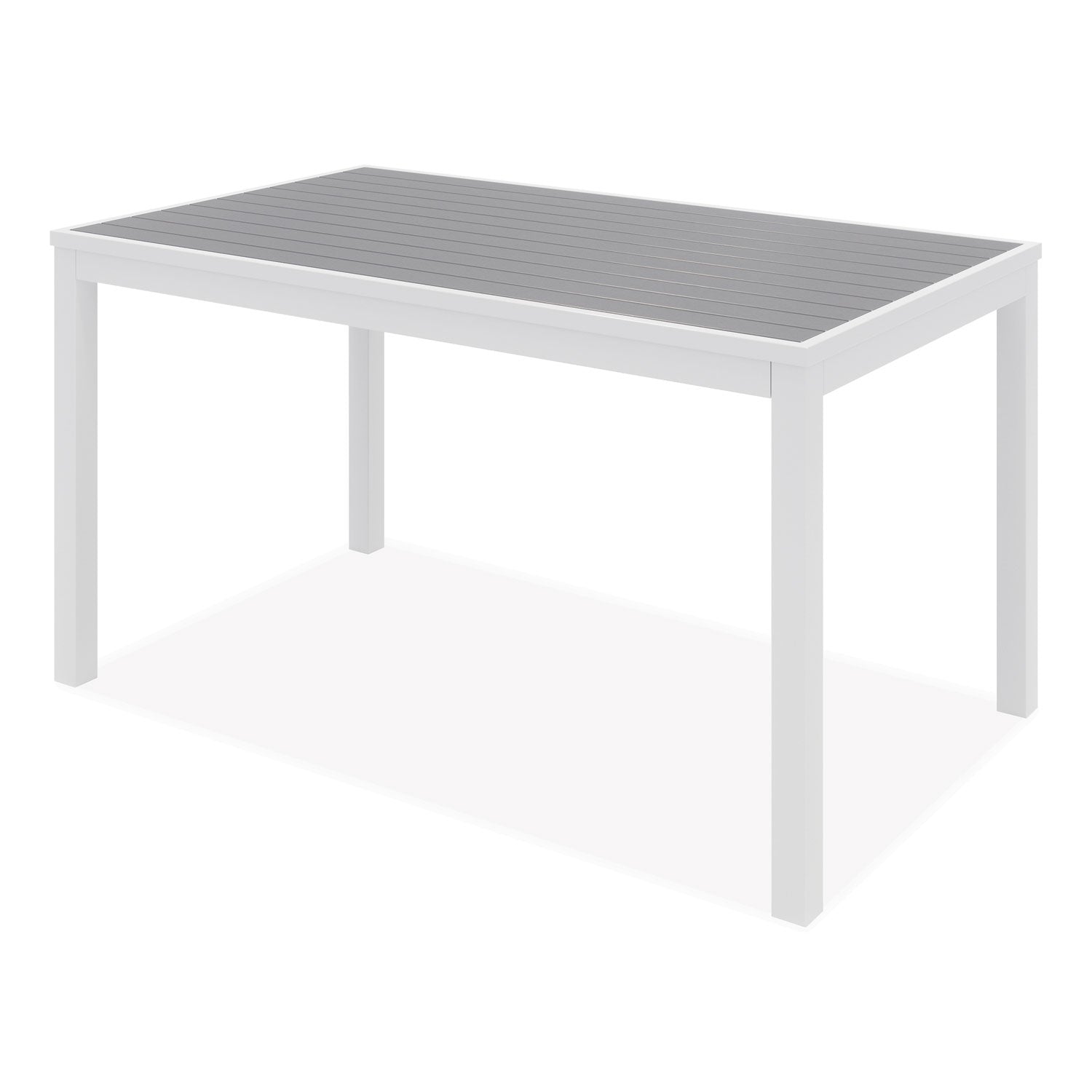 KFI Studios Eveleen Outdoor Dining Table Set, 55" x 35" x 29" Rectangular Table, 2 Benches, 2 Armchairs, Gray/White - Bloom Skins