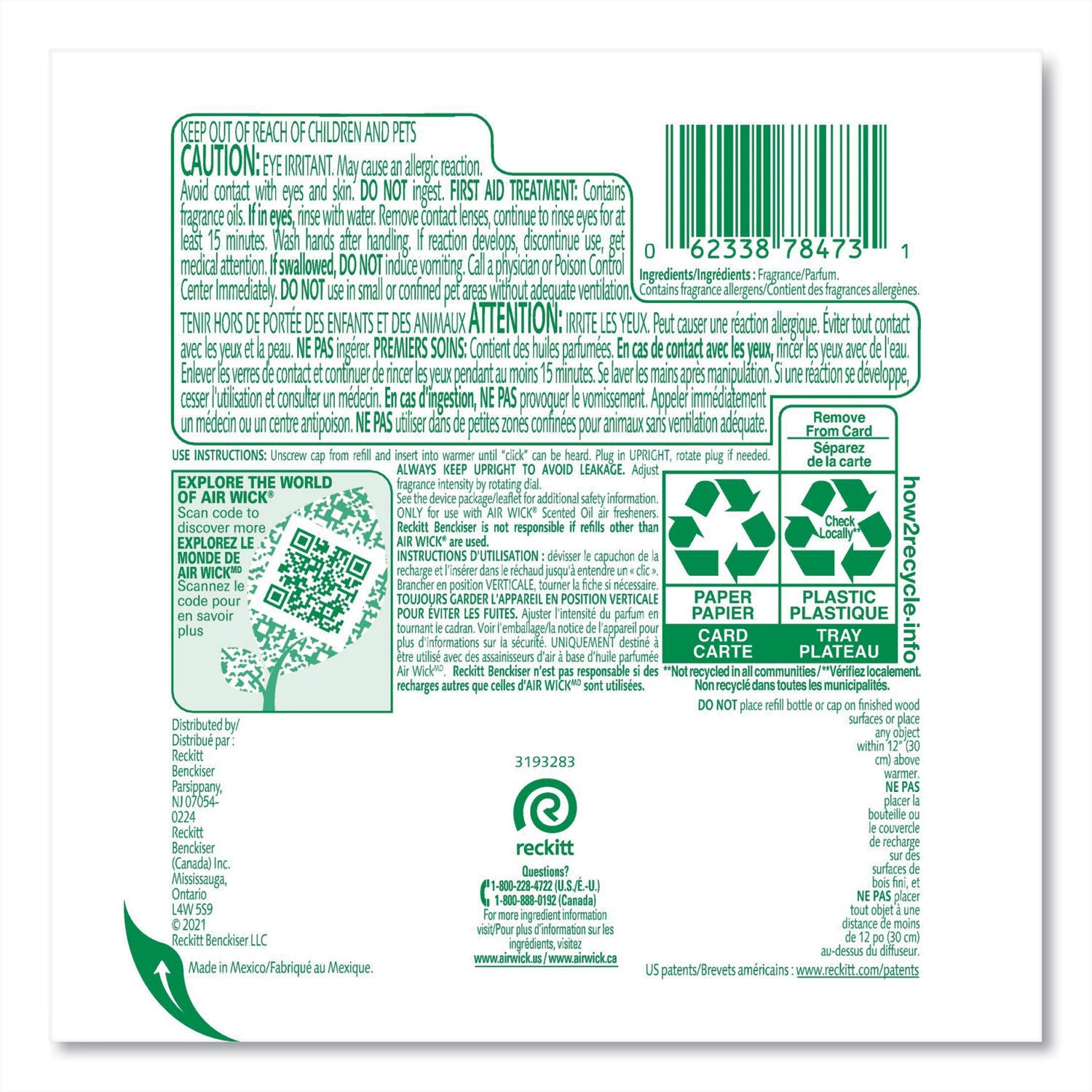 Air Wick® Scented Oil Refill, Lavender and Chamomile, 0.67 oz, 2/Pack, 6 Packs/Carton