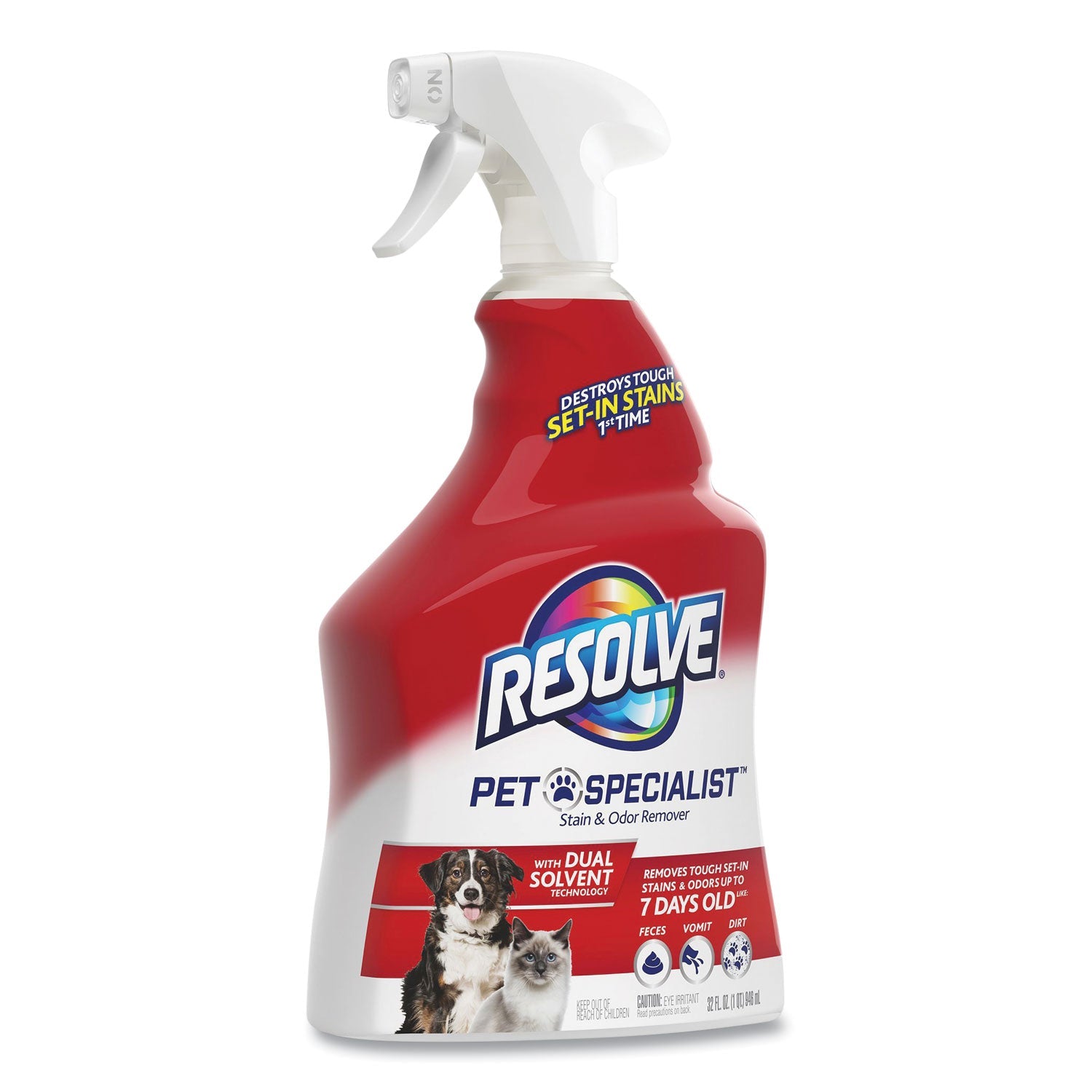 RESOLVE® Pet Specialist Stain and Odor Remover, Citrus, 32 oz Trigger Spray Bottle, 12/Carton