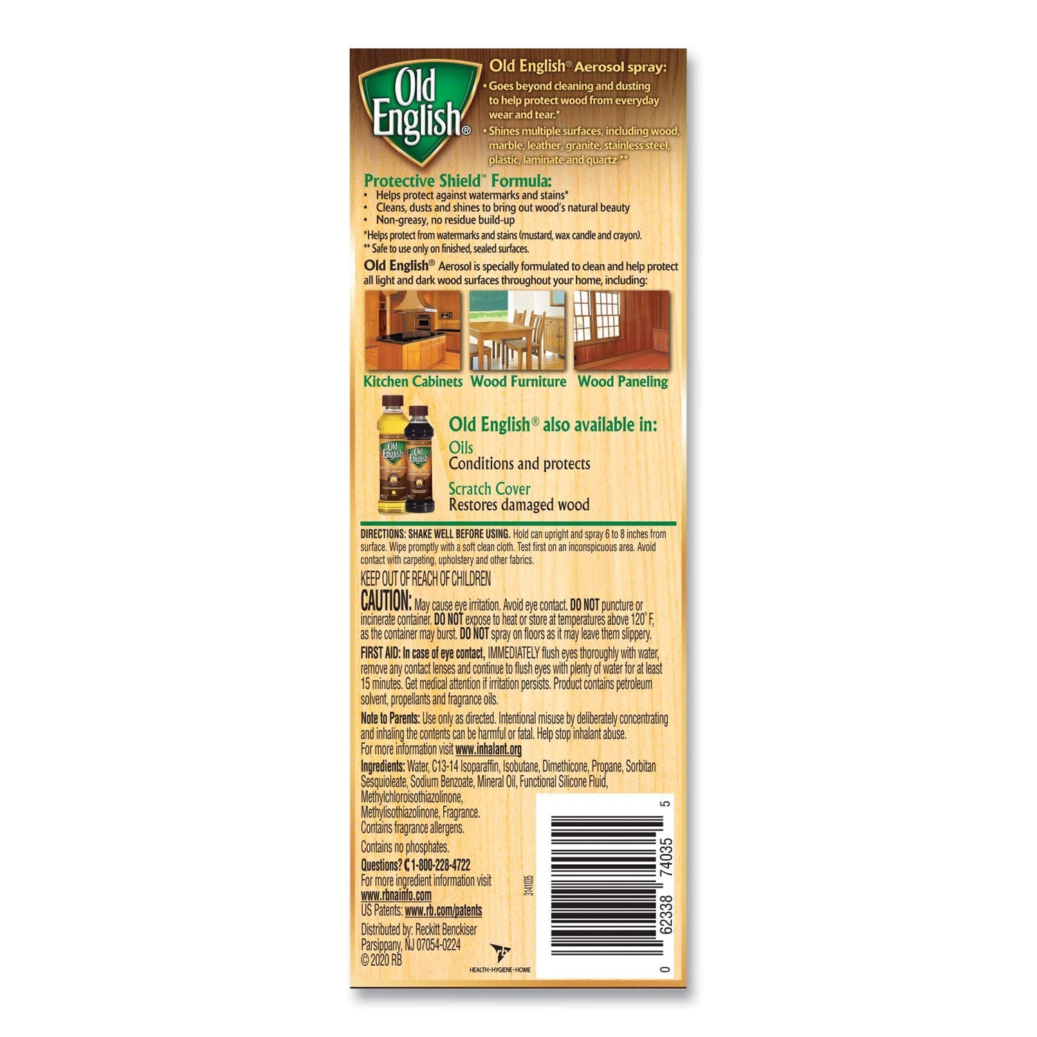 OLD ENGLISH® Furniture Polish, Fresh Lemon Scent, 12.5 Oz Aerosol Spray, 12/carton