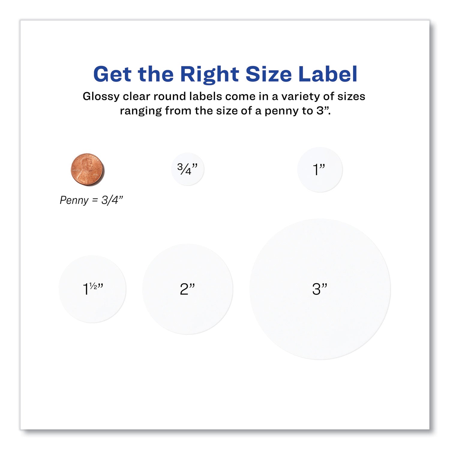 Avery® Round Print-To-The Edge Labels With Sure Feed And Easy Peel, 2" Dia, Glossy Clear, 120/pk