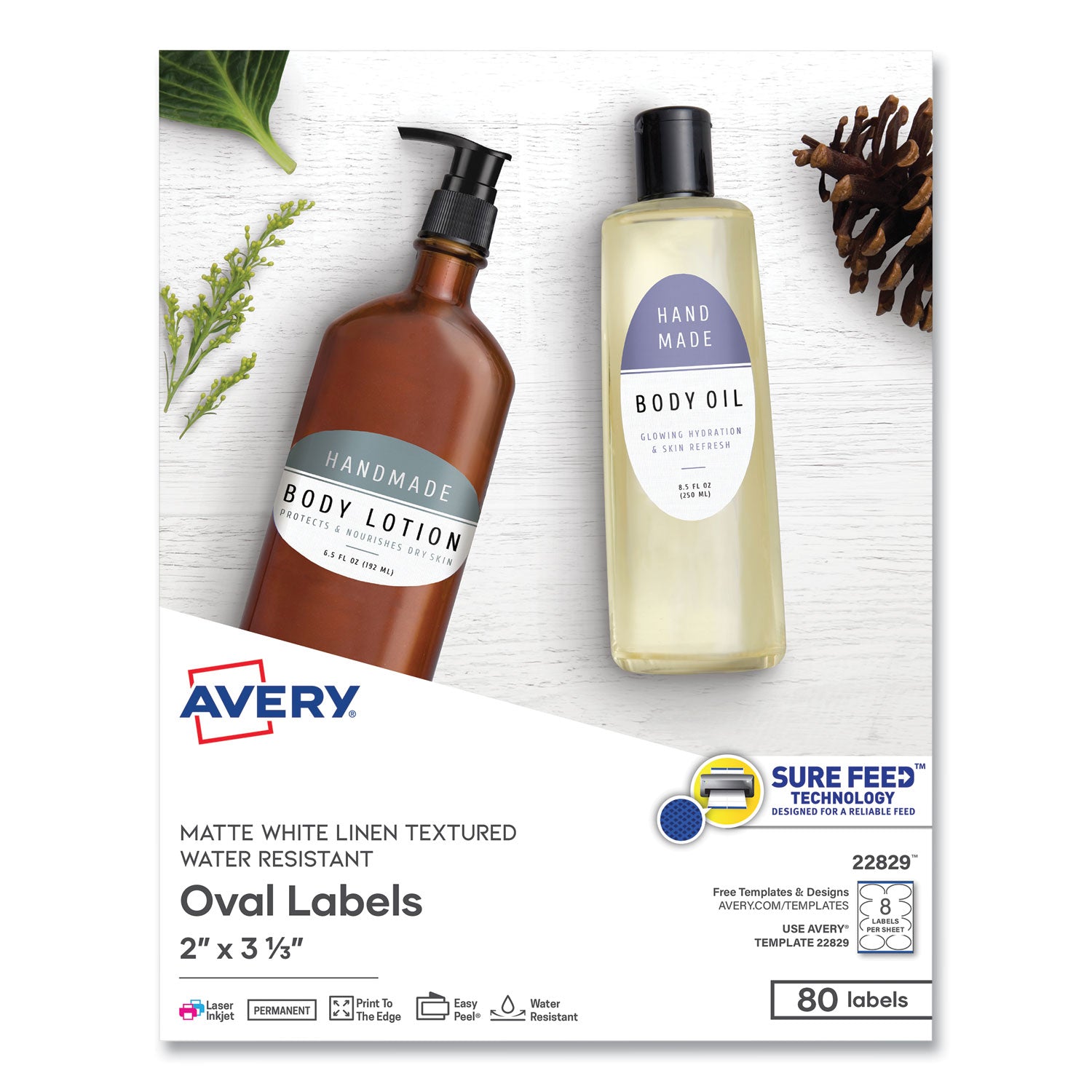 Oval Print-To-The-Edge Labels | White | 80/pack