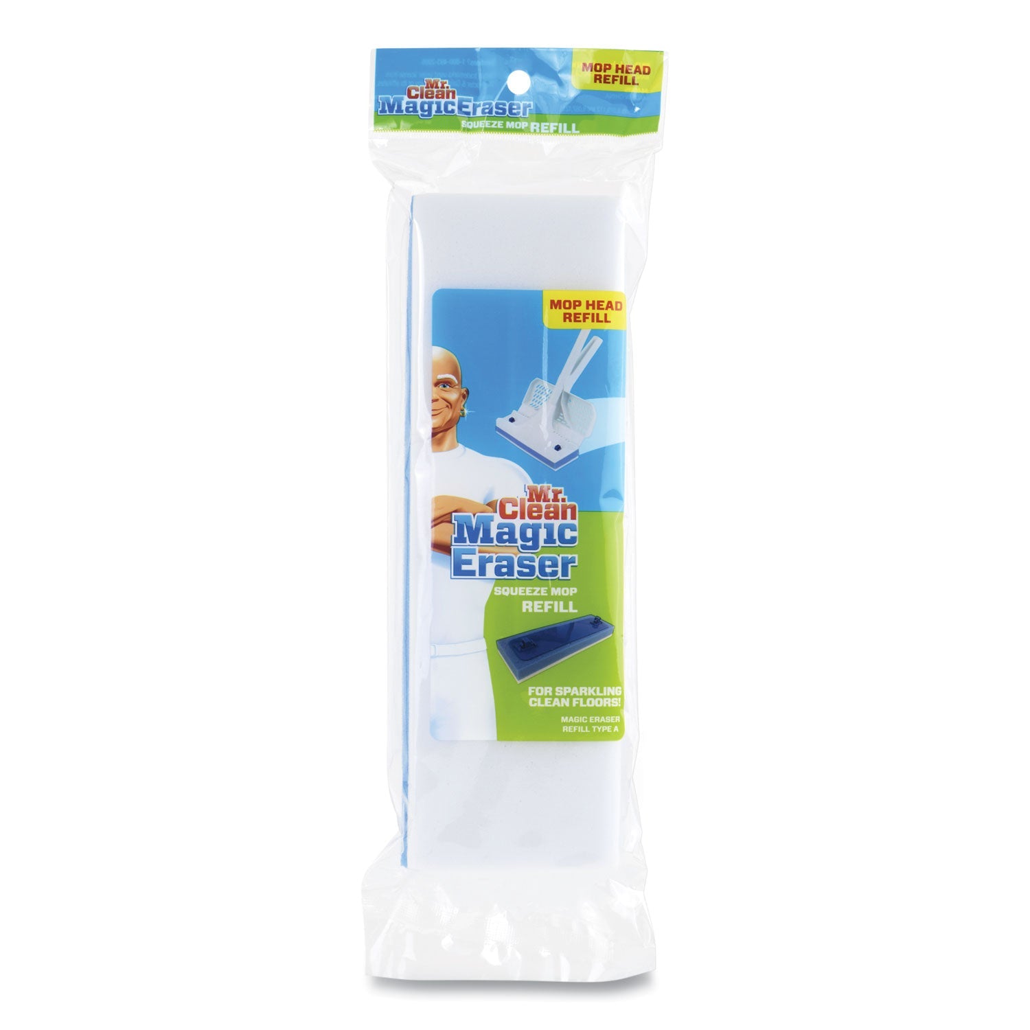Mr. Clean® Magic Eraser Squeeze Mop Refill, Foam, 9.9 X 3.4 X 1.6, White/blue