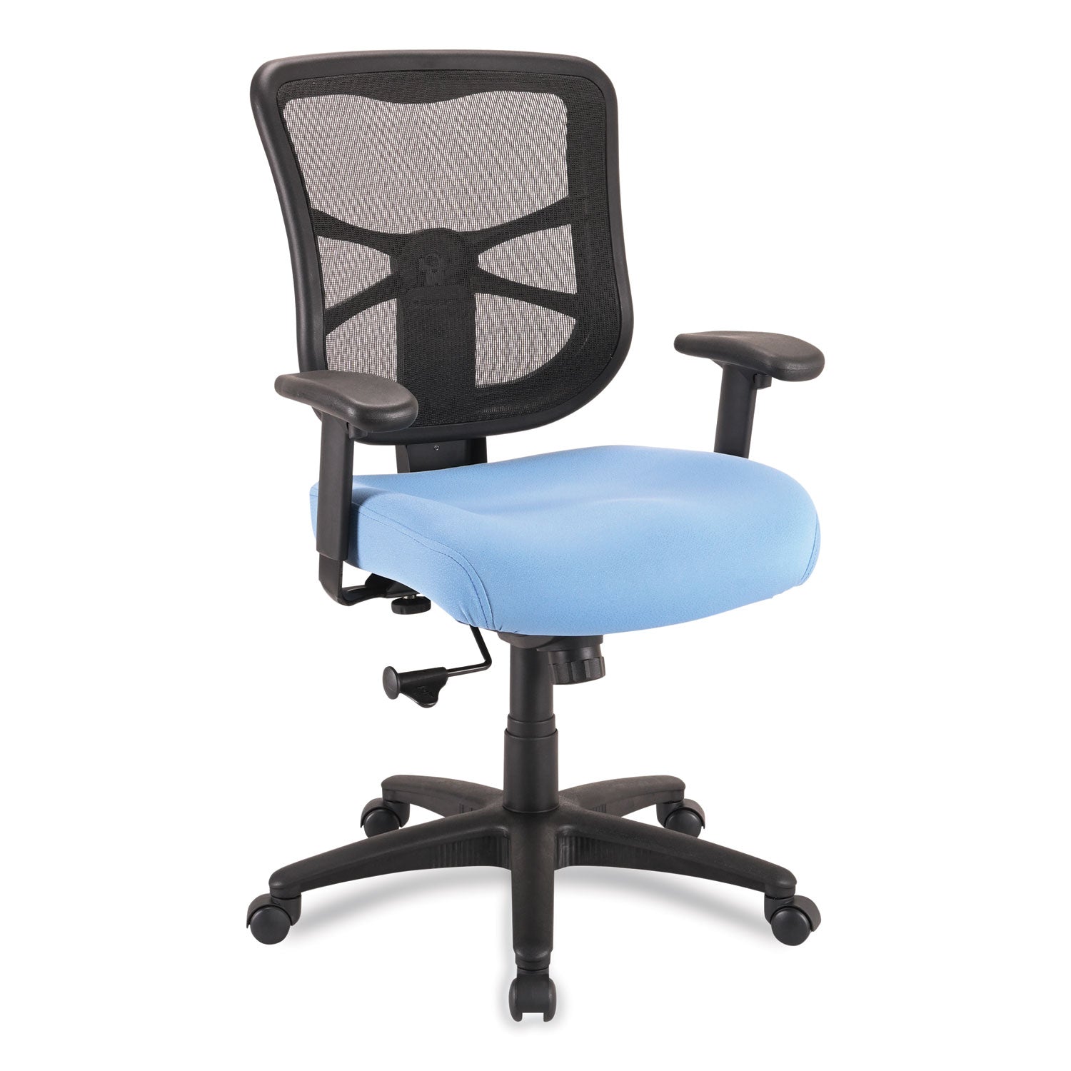 Alera® Alera Elusion Series Mesh Mid-Back Swivel/Tilt Chair, Supports Up to 275 lb, 17.9" to 21.8" Seat Height, Light Blue Seat