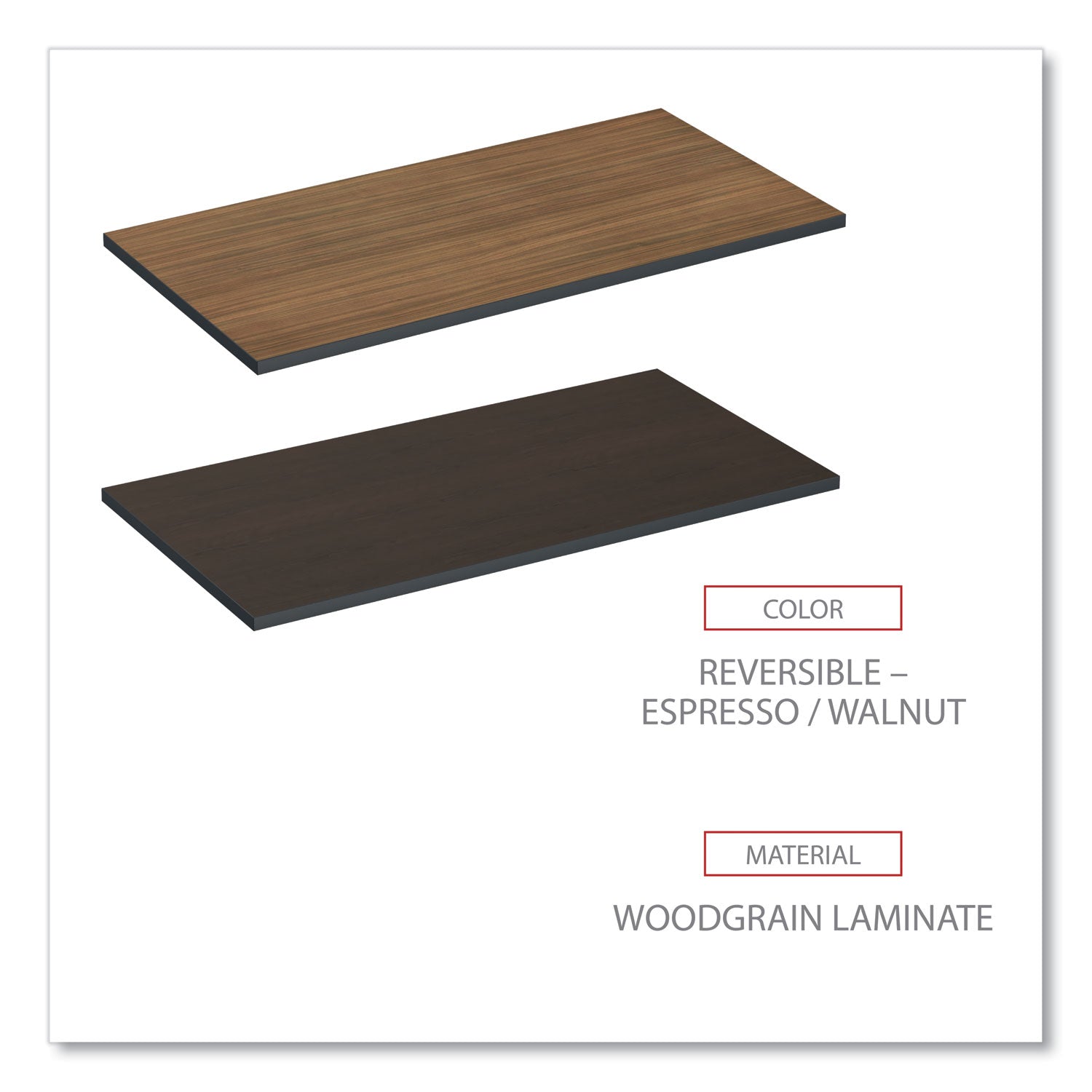 Alera® Reversible Laminate Table Top, Rectangular, 47.63w X 23.63d, Espresso/walnut