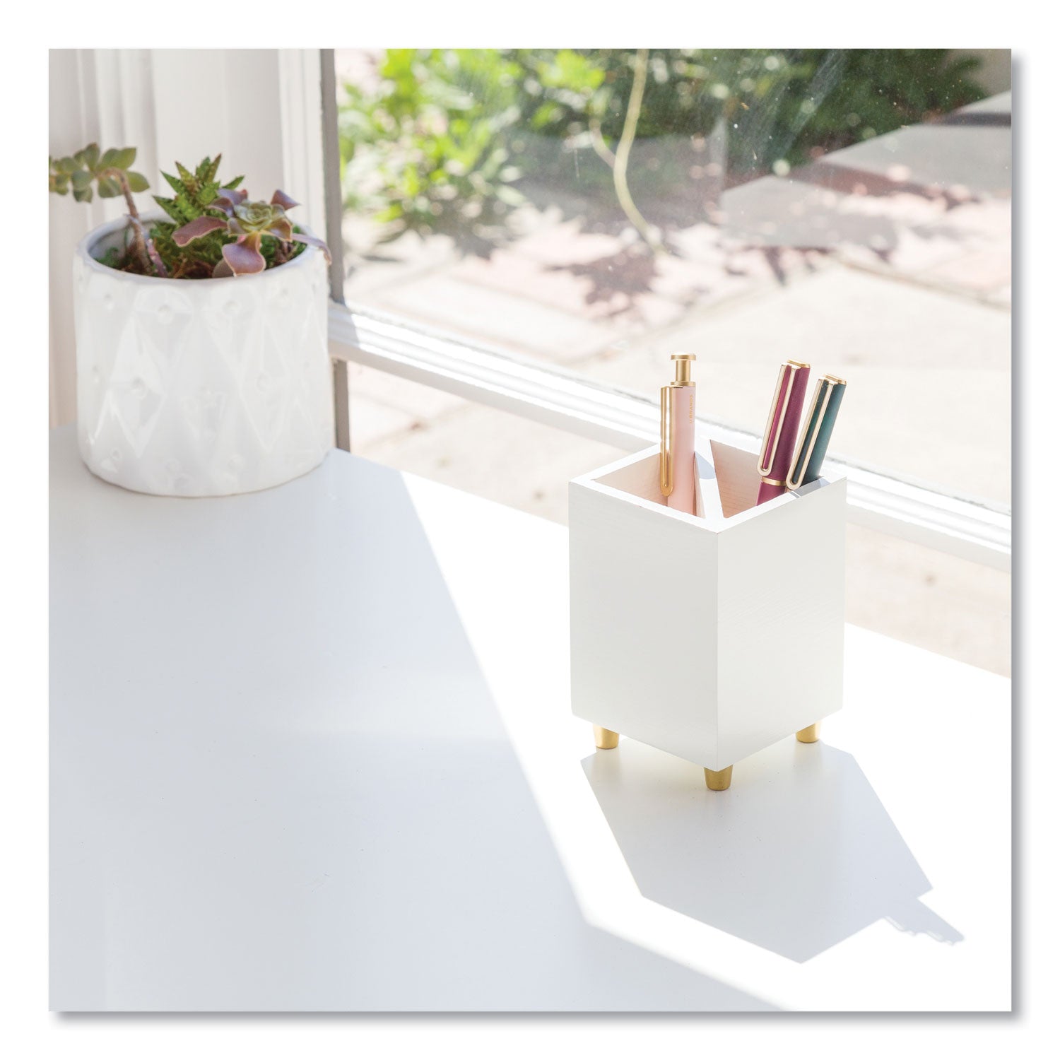 U Brands Juliet Pencil Cup, 3"w x 3"d x 4"h, White