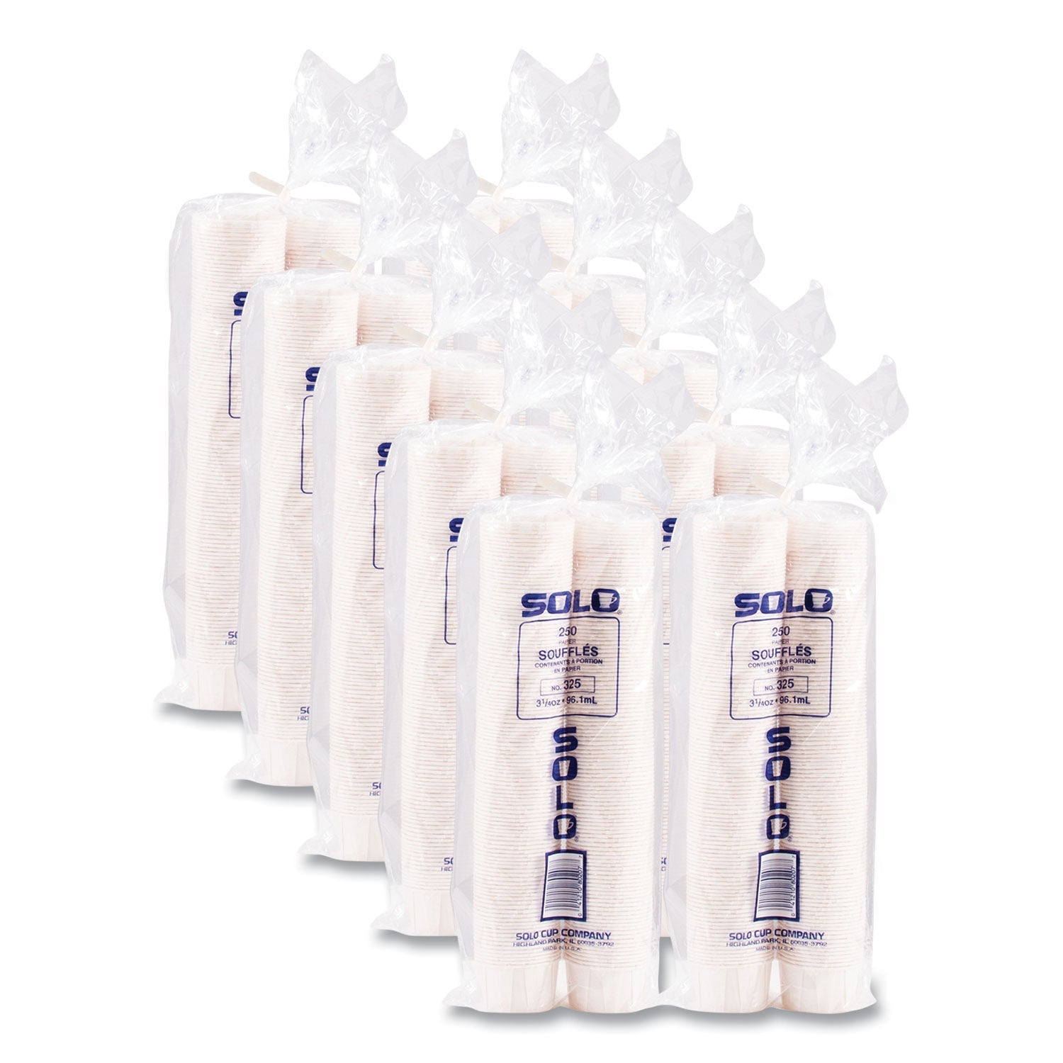 SOLO® Paper Portion Cups, 3.25 oz, White, 250/Bag, 20 Bags/Carton
