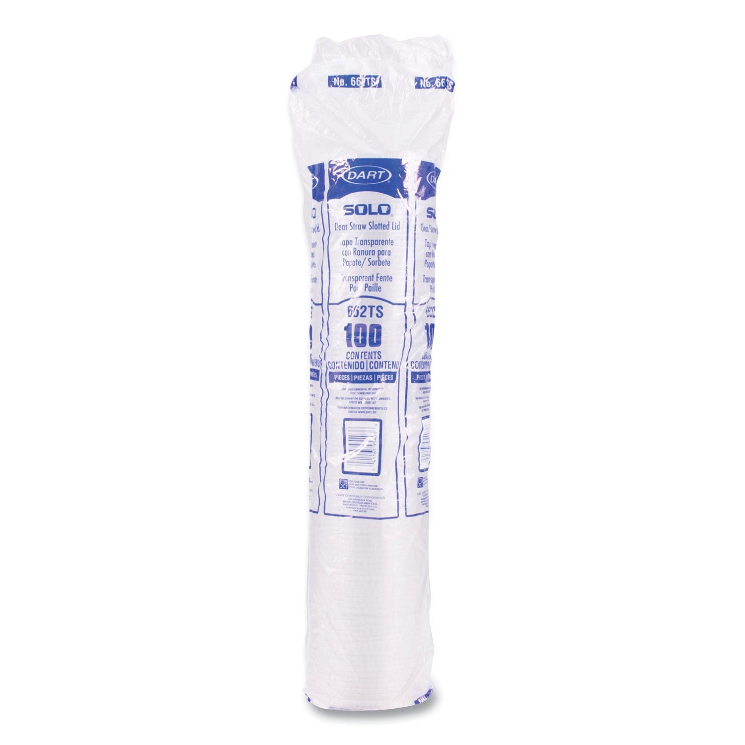 SOLO® Straw-Slot Cold Cup Lids, Fits 9 oz to 20 oz Cold Cups, Plastic, Clear, 100/Sleeve, 10 Sleeves/Carton