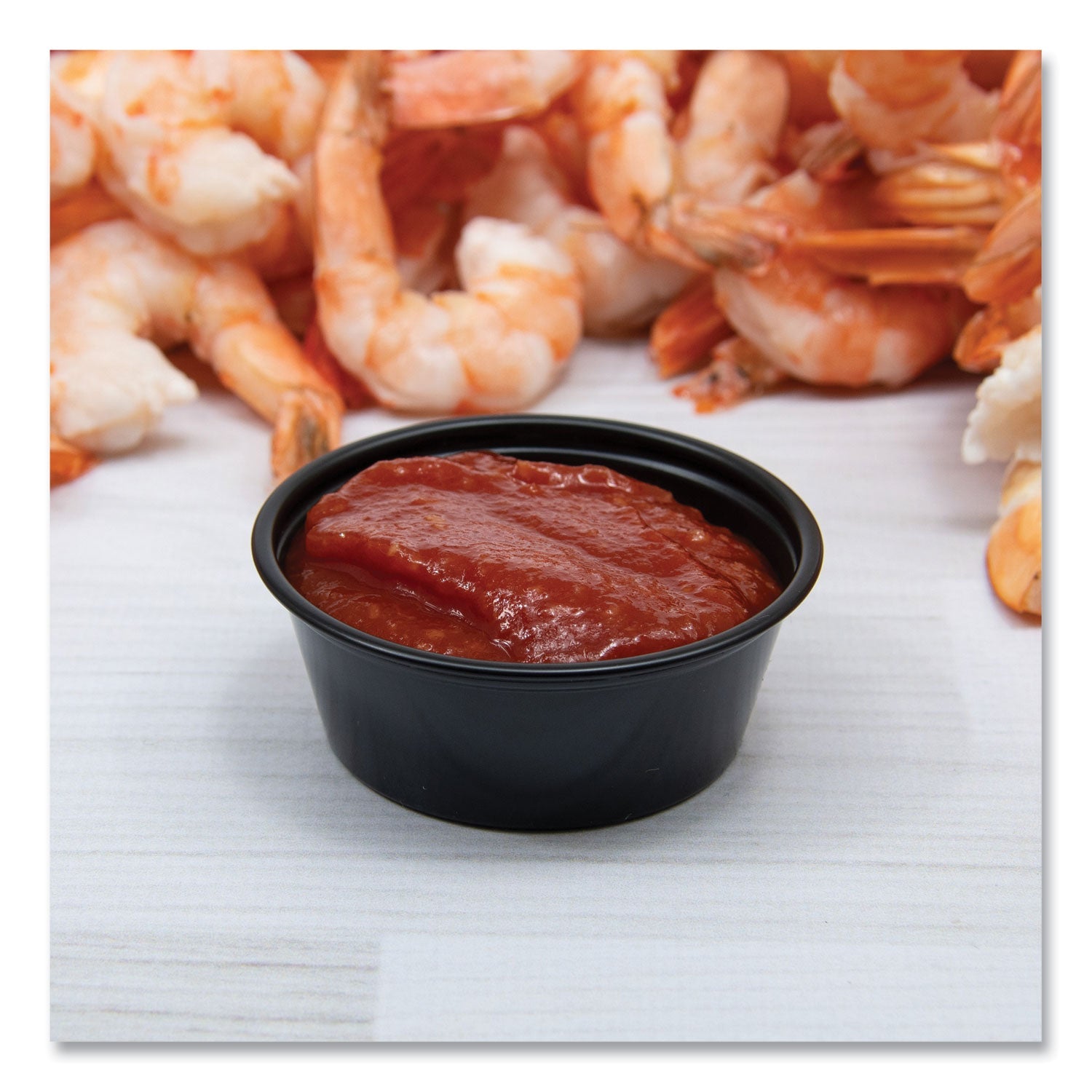 SOLO® Portion Containers, 1.5 oz, Plastic, Black, 250/Bag, 10 Bags/Carton