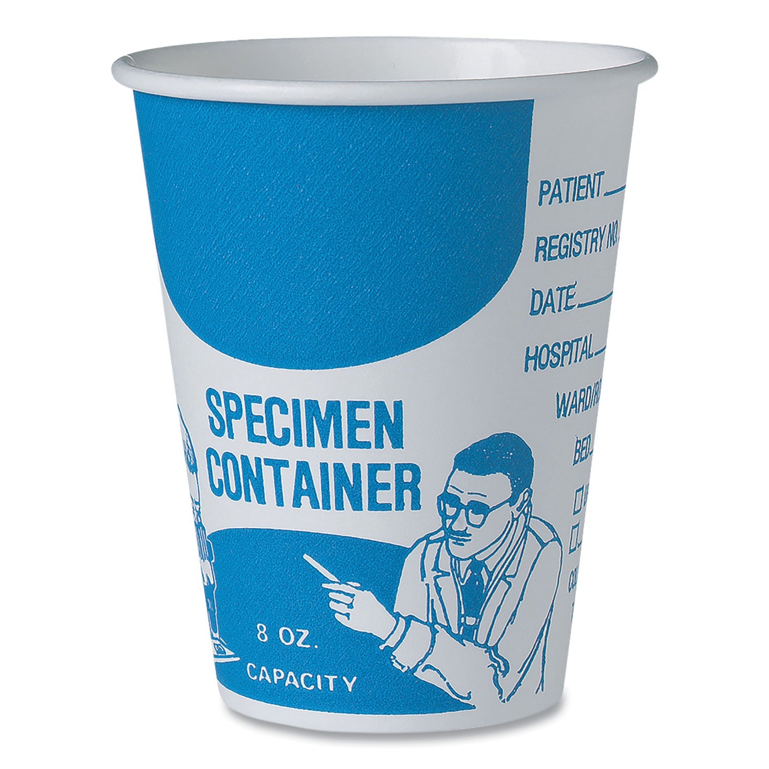 Paper Specimen Cups | 8oz Blue/White