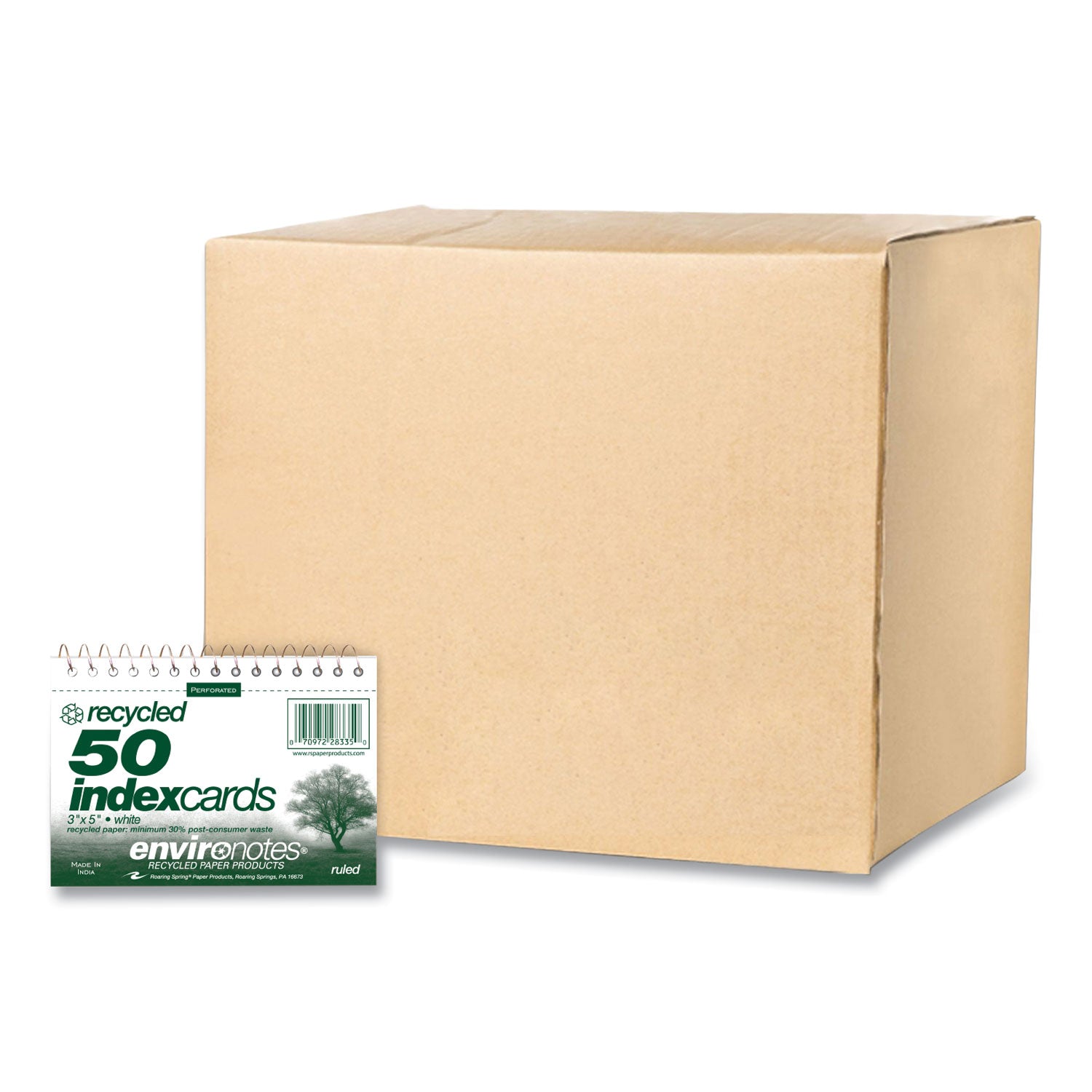 Recycled Index Cards | Wirebound, 3x5, 50-Count