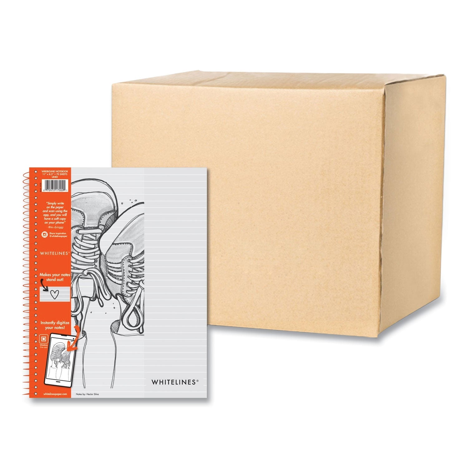 Whitelines Notebook | College Rule, Gray Paper